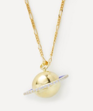 Anna + Nina - 14ct Gold-Plated Saturn Pendant Necklace image number 0