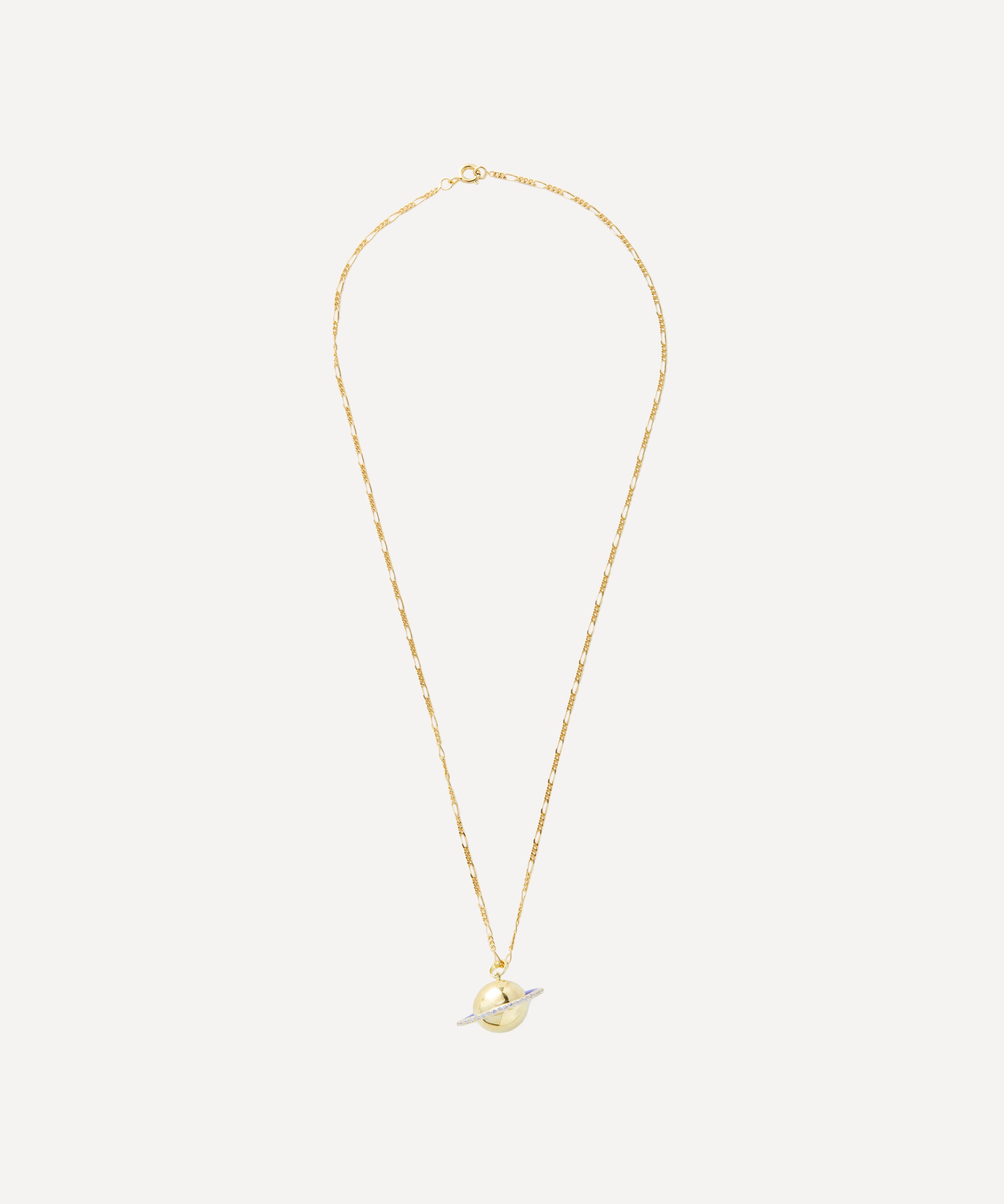 Anna + Nina - 14ct Gold-Plated Saturn Pendant Necklace image number 1