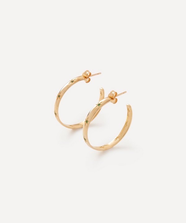 Liberty - 9ct Gold Ianthe Star Tsavorite Hoop Earrings