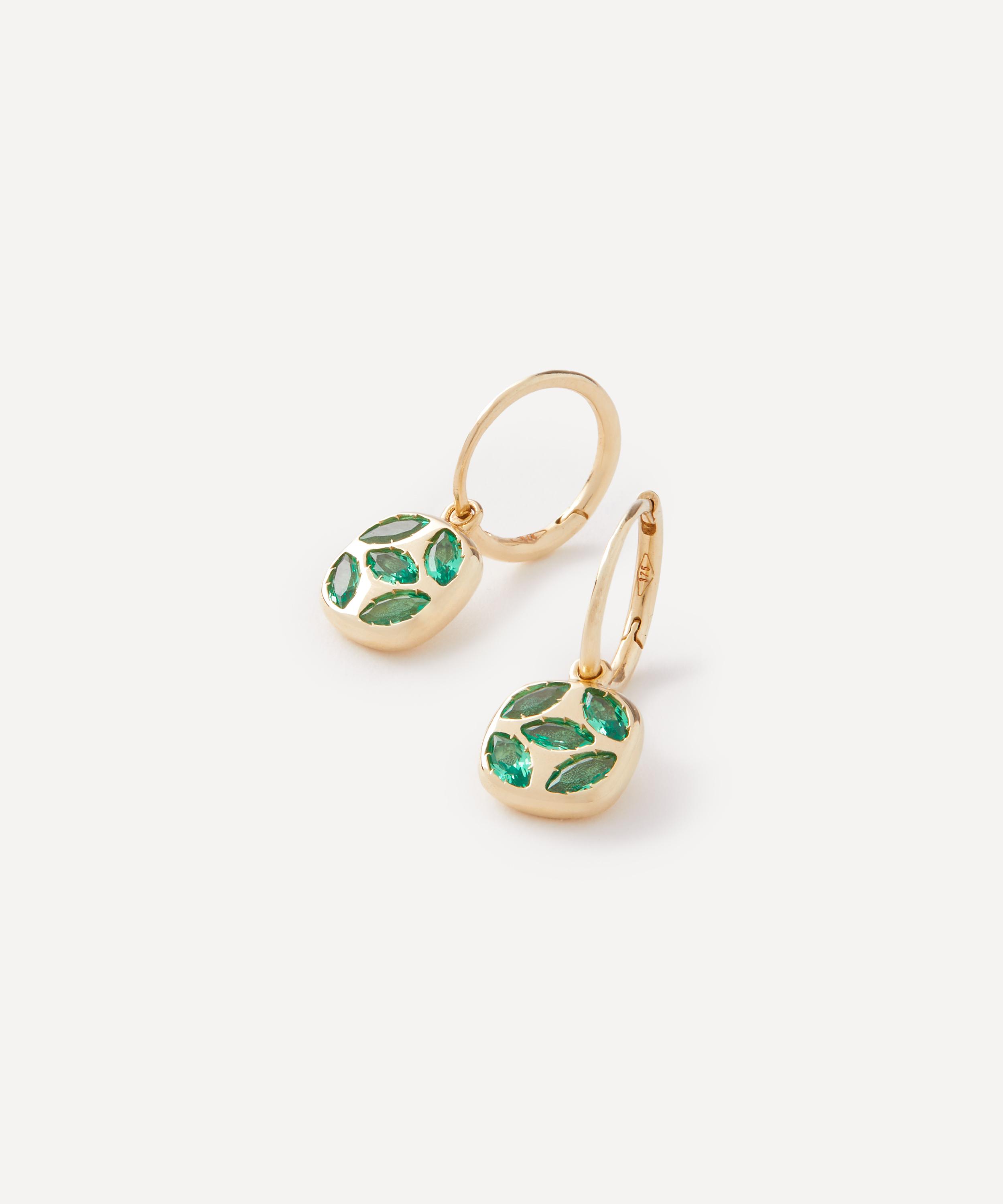 Liberty - 9ct Gold Aragon Flat Tsavorite Drop Earrings image number 2