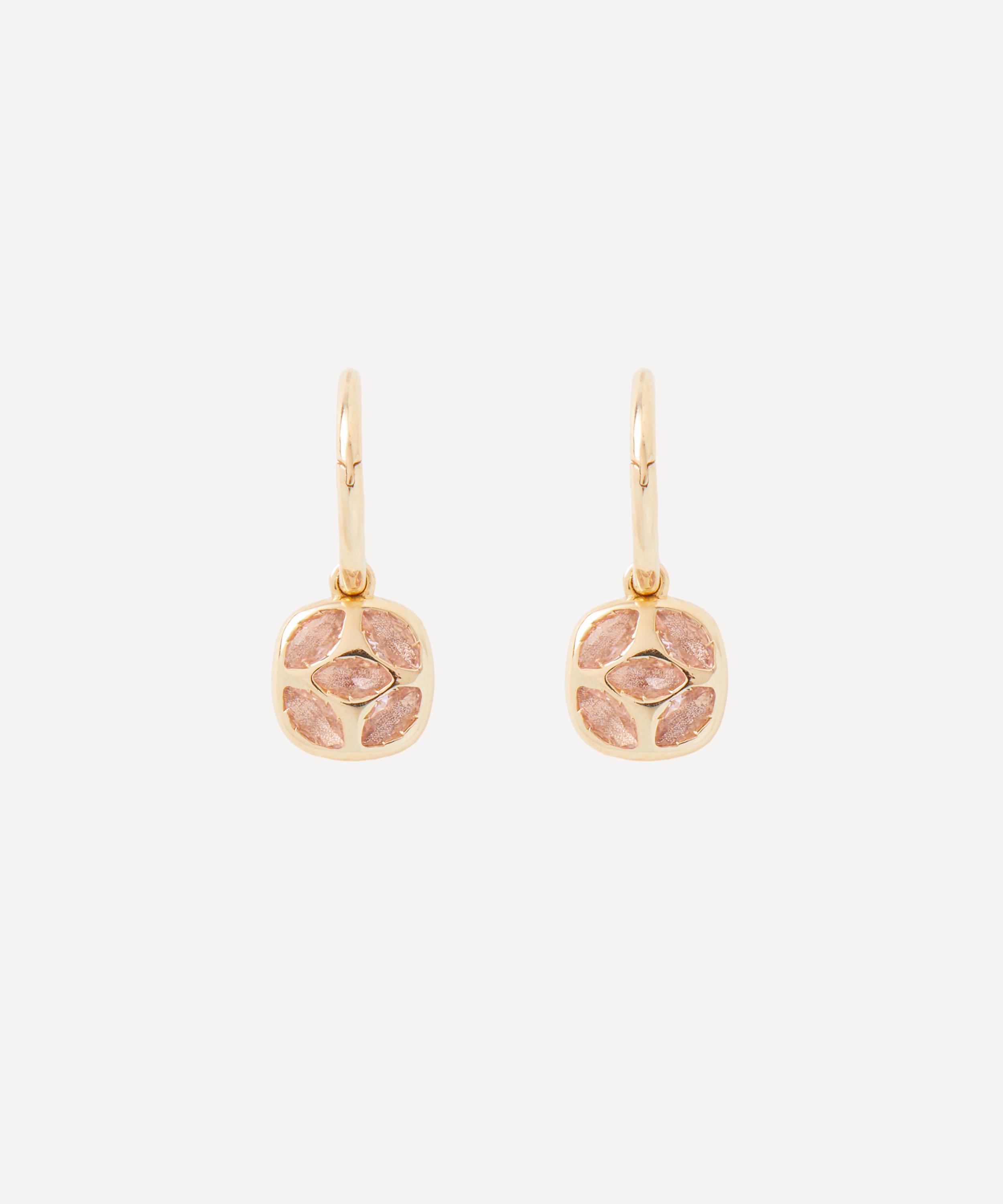 Liberty - 9ct Gold Aragon Flat Morganite Drop Earrings image number 0