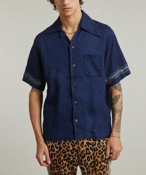 Kapital - French Cloth Linen WRANGLE Collar Aloha Shirt SOUFFLEMON image number 2