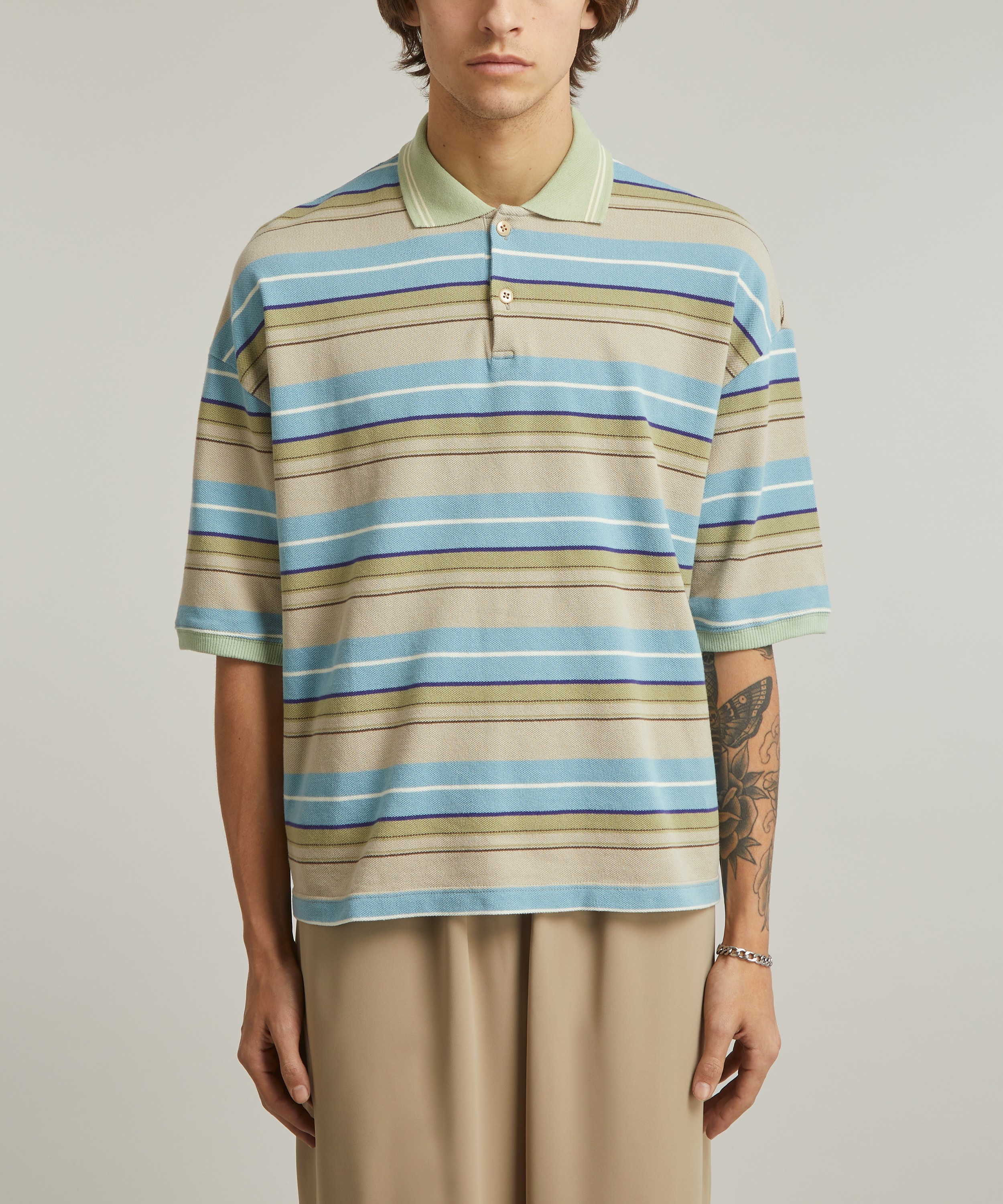 Kapital - Multi Stripe Pique BOX Polo Shirt image number 2