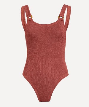 Hunza G - Domino Crinkle Swimsuit with Tonal Hoops image number 0