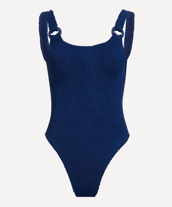 Hunza G - Domino Crinkle Swimsuit with Tonal Hoops image number null