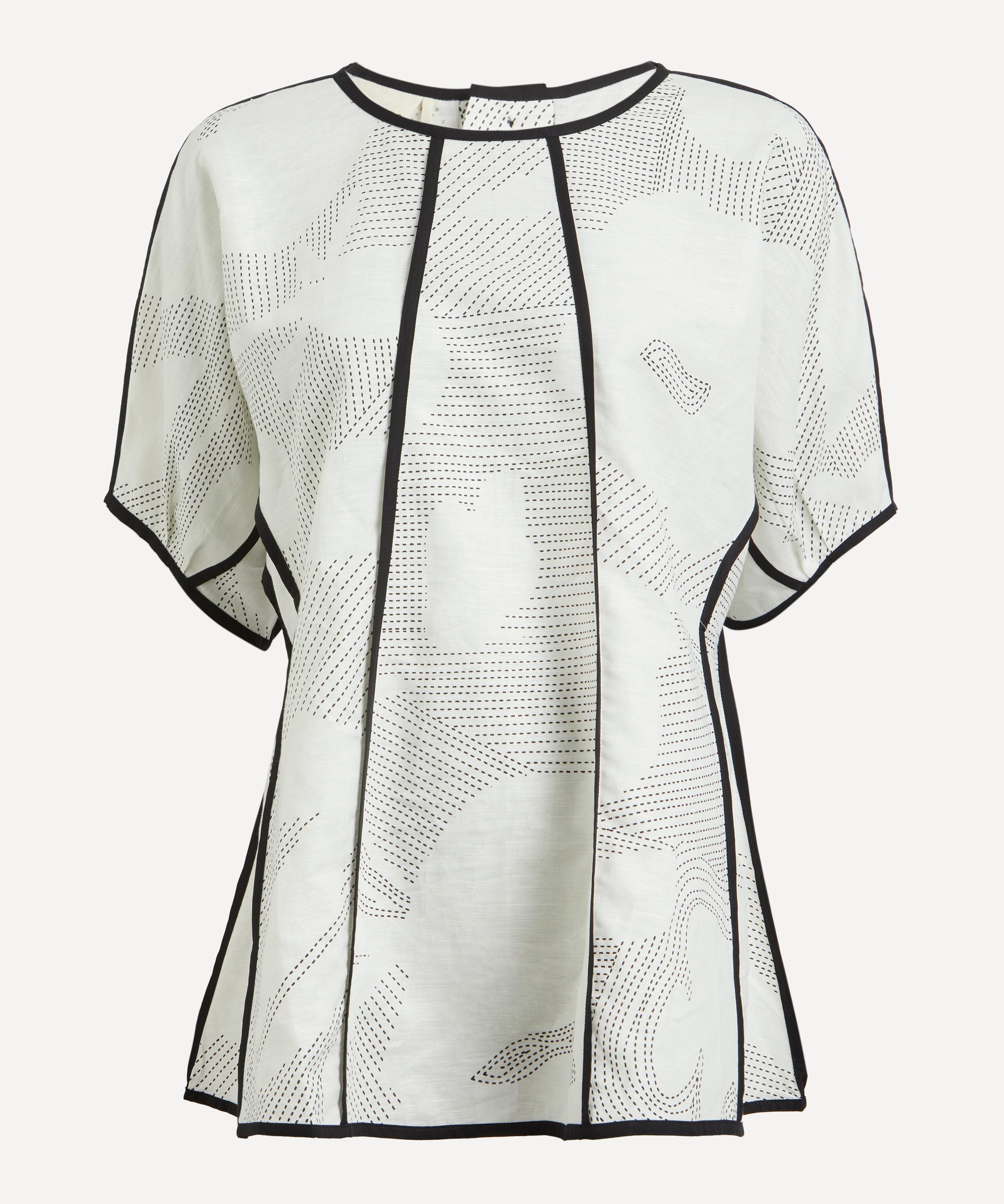 Lovebirds - Chiaroscuro Embroidered Linen Top image number 0