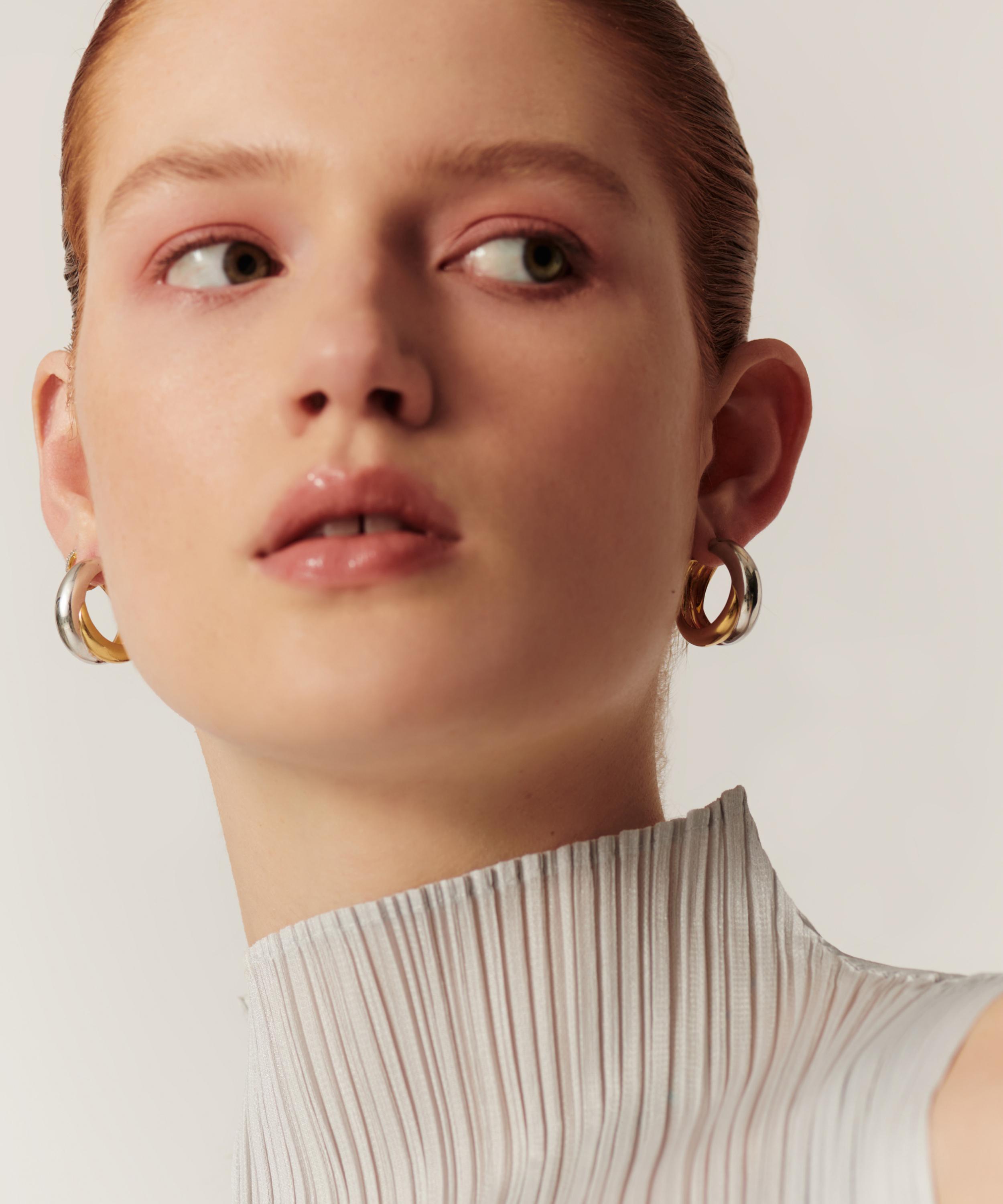Missoma - X Lucy Williams Mixed Metal Entwine Small Hoop Earrings image number 1