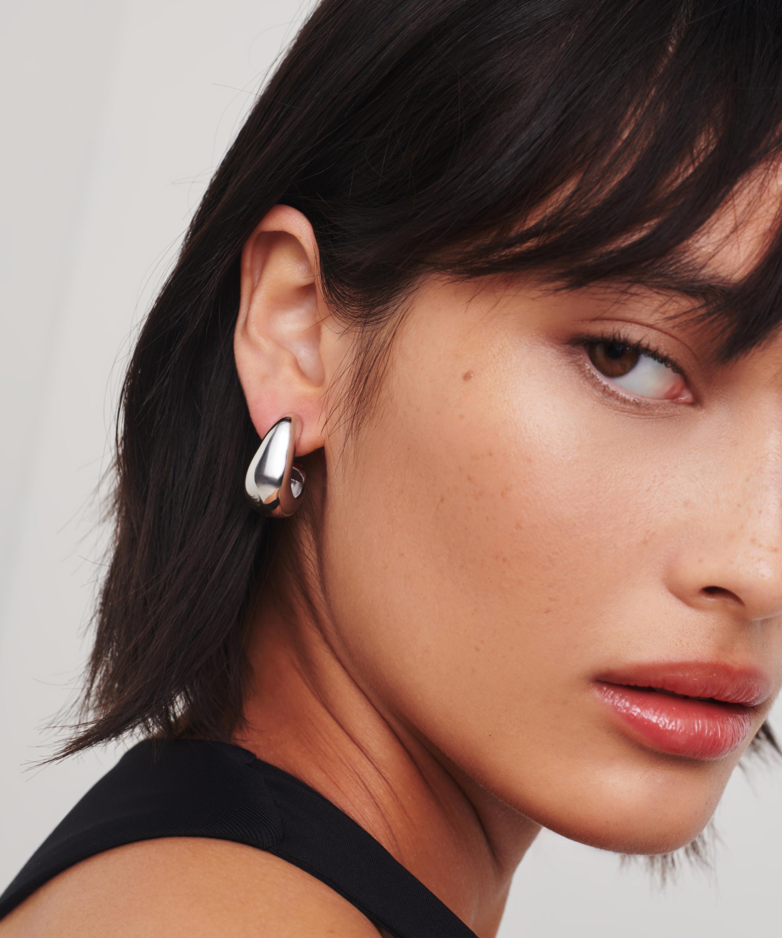Missoma - Silver-Plated Dome Medium Hoop Earrings image number 1