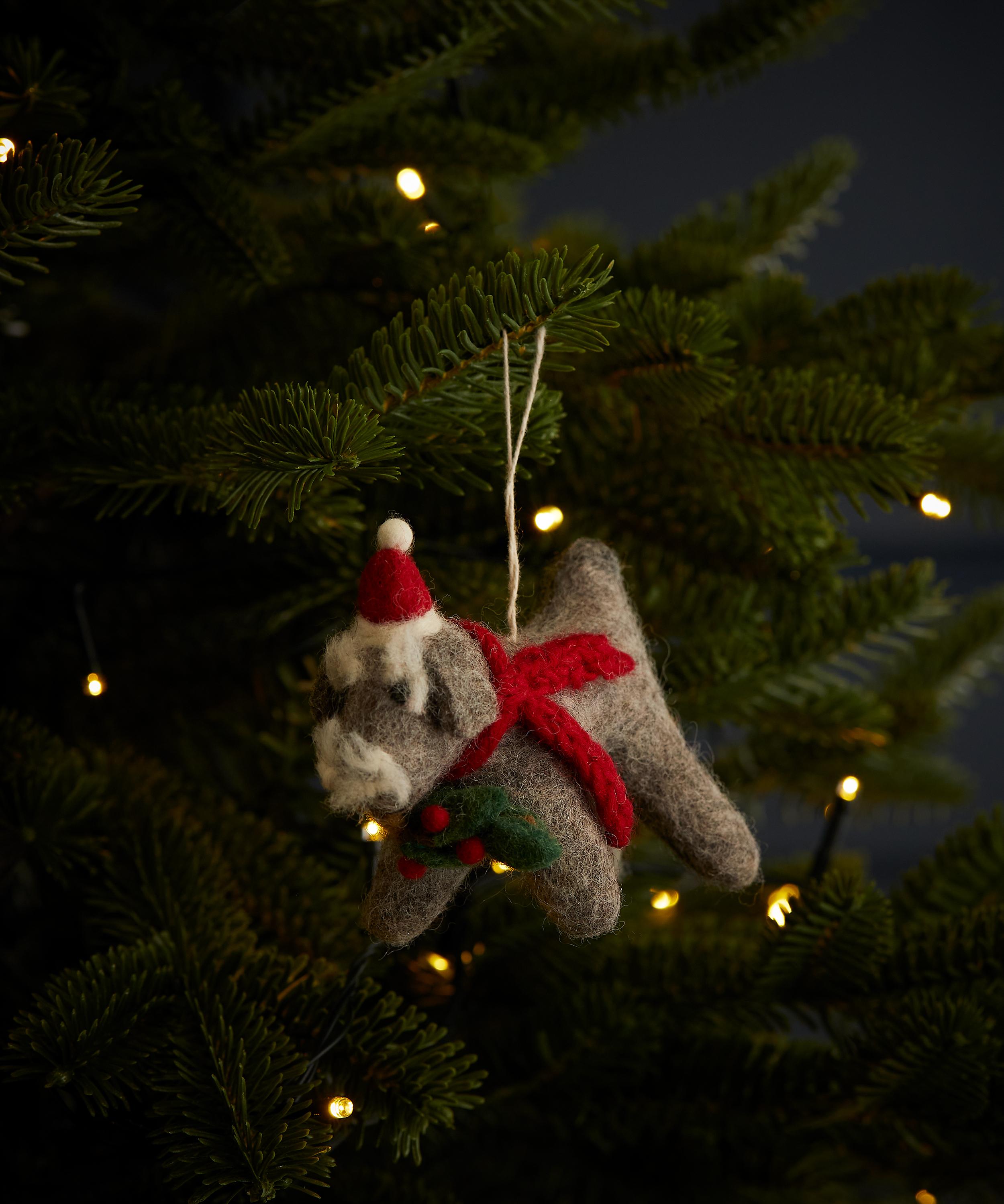 Christmas - Schnauzer With Holly Sprig Tree Decoration image number 1