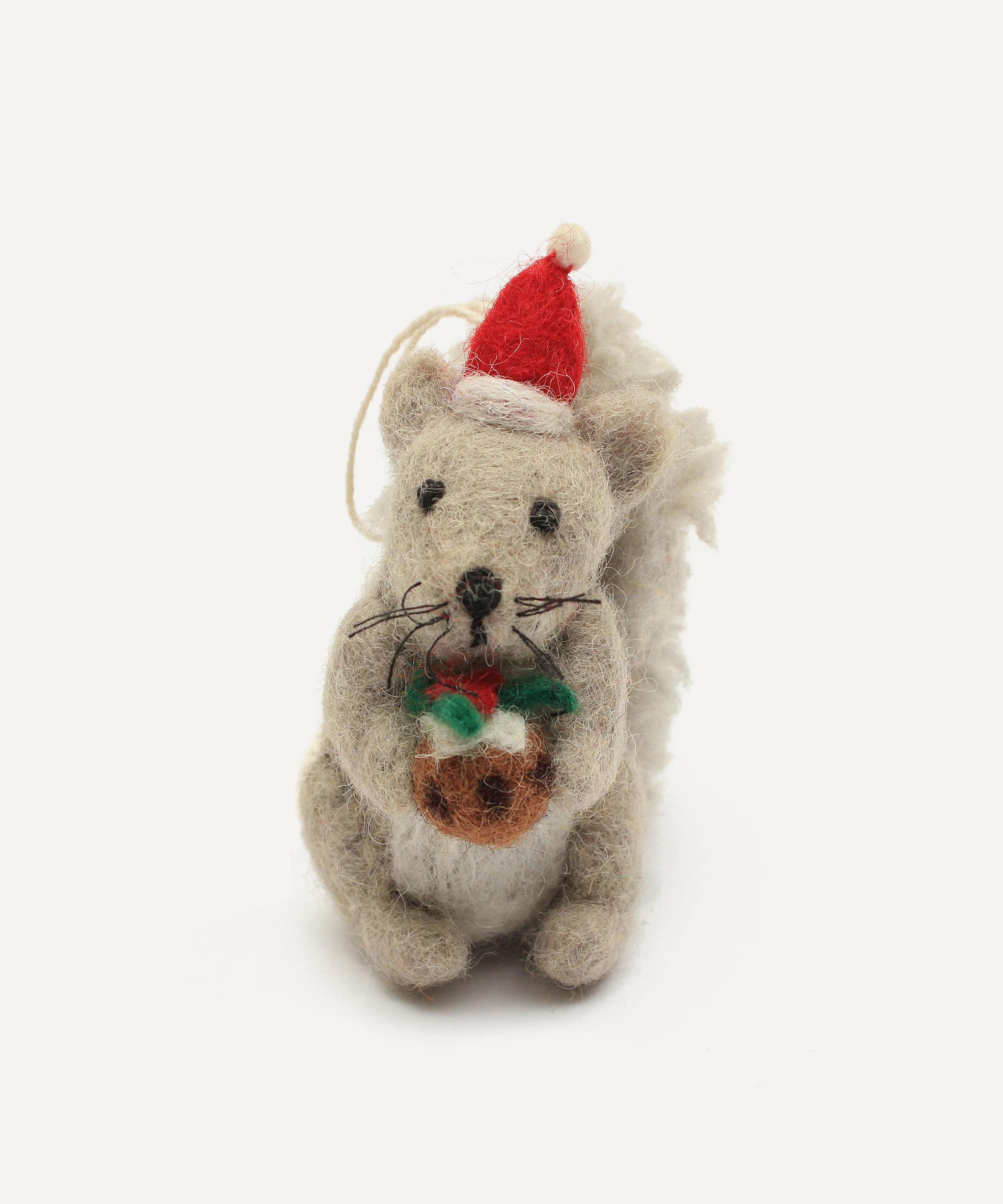 Christmas - Grey Squirrel With Christmas Pudding Tree Decoration image number 0