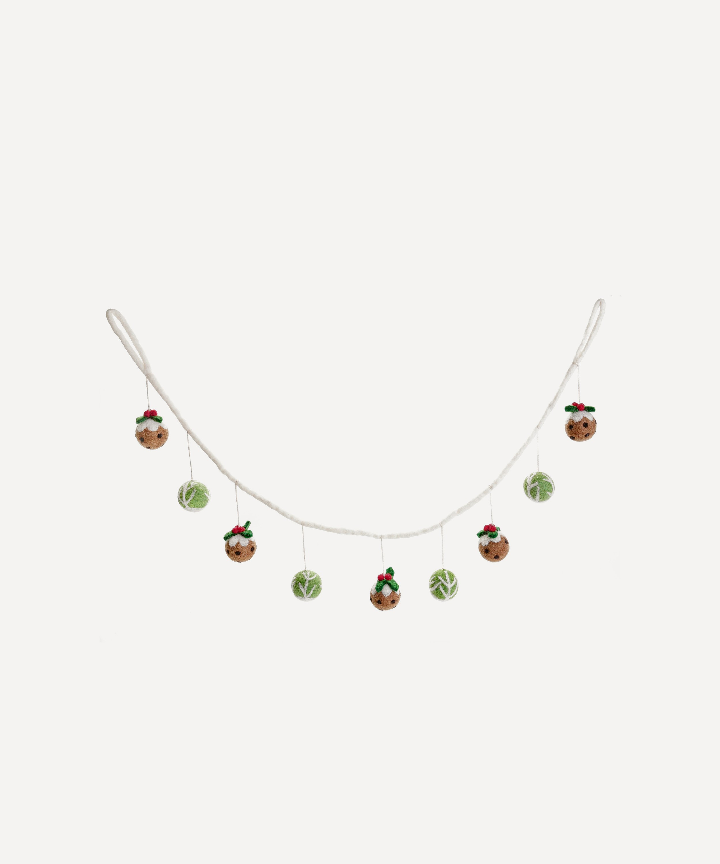 Christmas - Felt Brussel Sprout and Christmas Pudding Garland image number 0