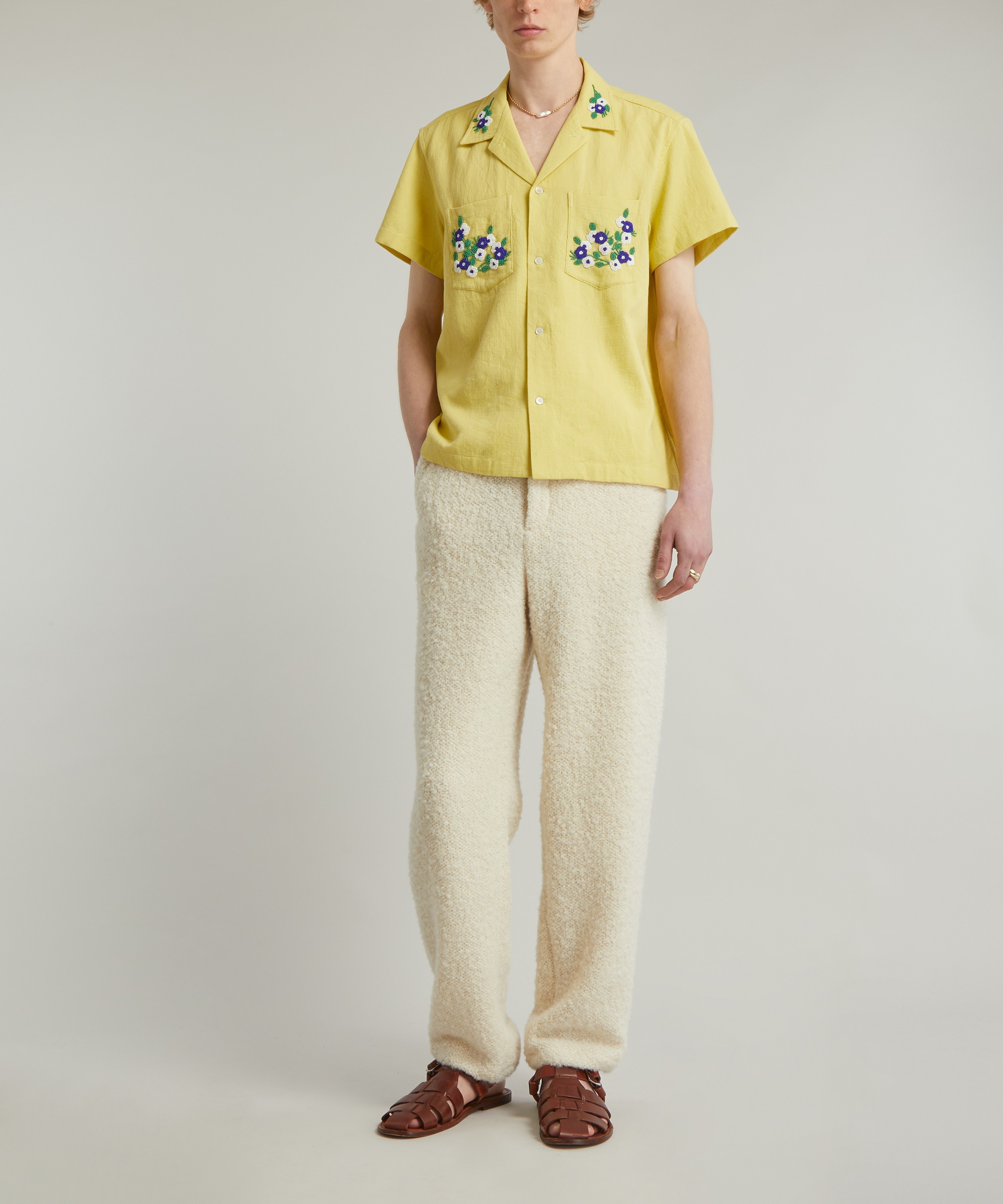 Bode - Beaded Chicory Short-Sleeve Shirt image number 1