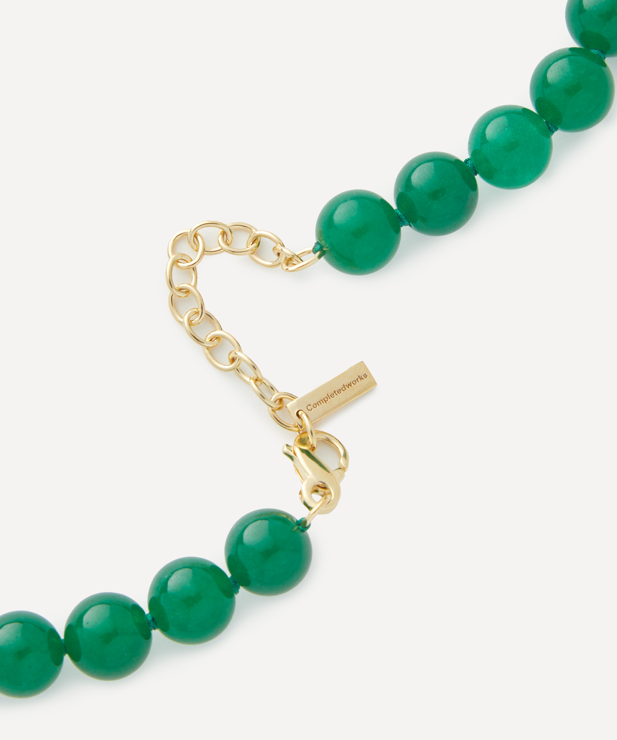 Completedworks - 18ct Gold-Plated Green Chalcedony Bead Necklace image number 1