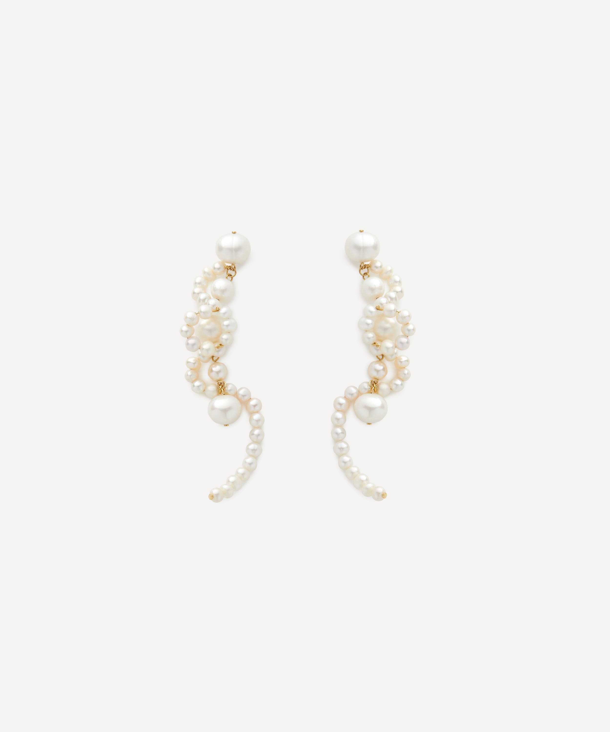 Completedworks - 18ct Gold-Plated Vermeil Silver Mist Pearl Drop Earrings image number 0