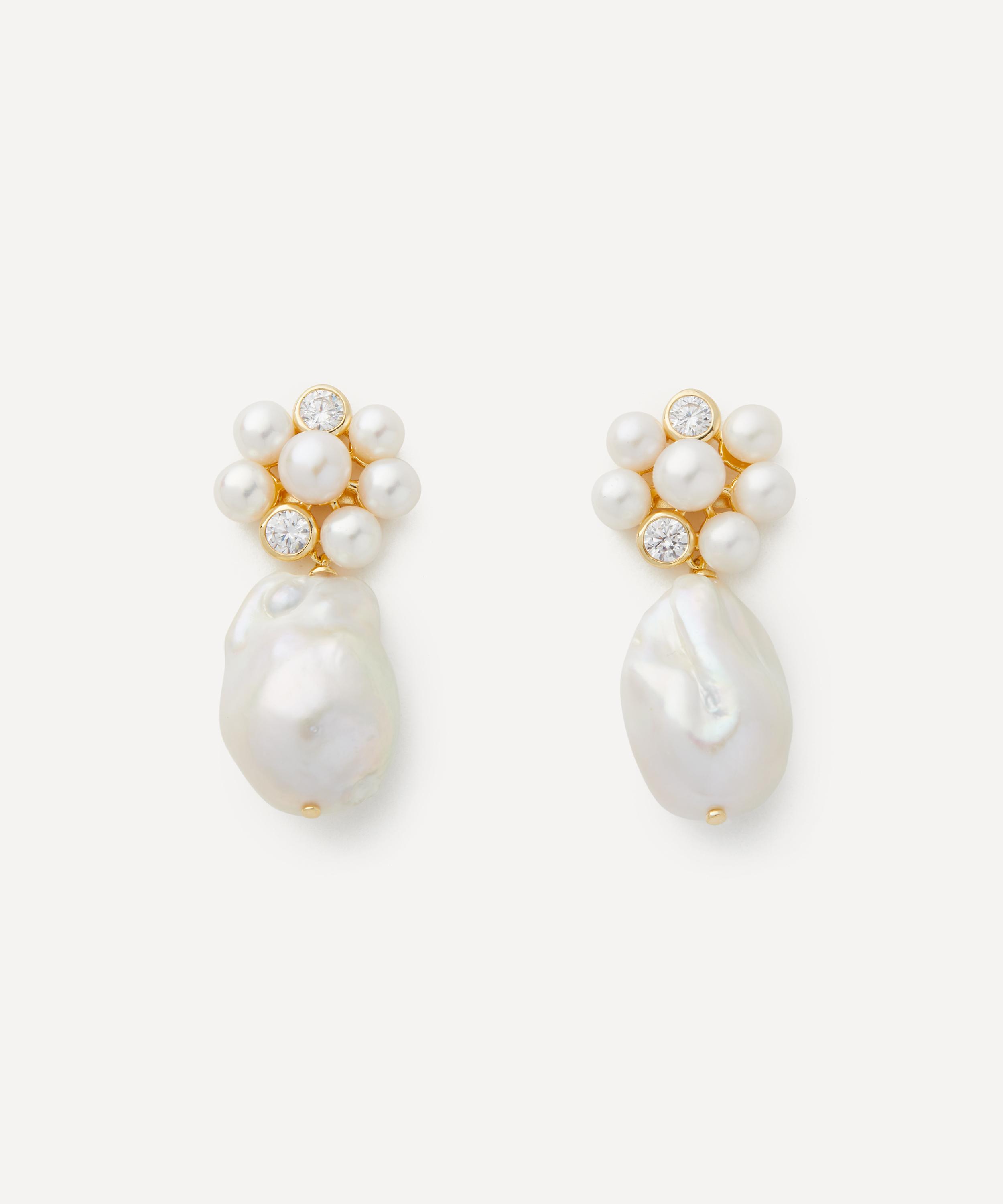 Completedworks - 18ct Gold-Plated Vermeil Silver Lightdrops Pearl Drop Earrings image number 0