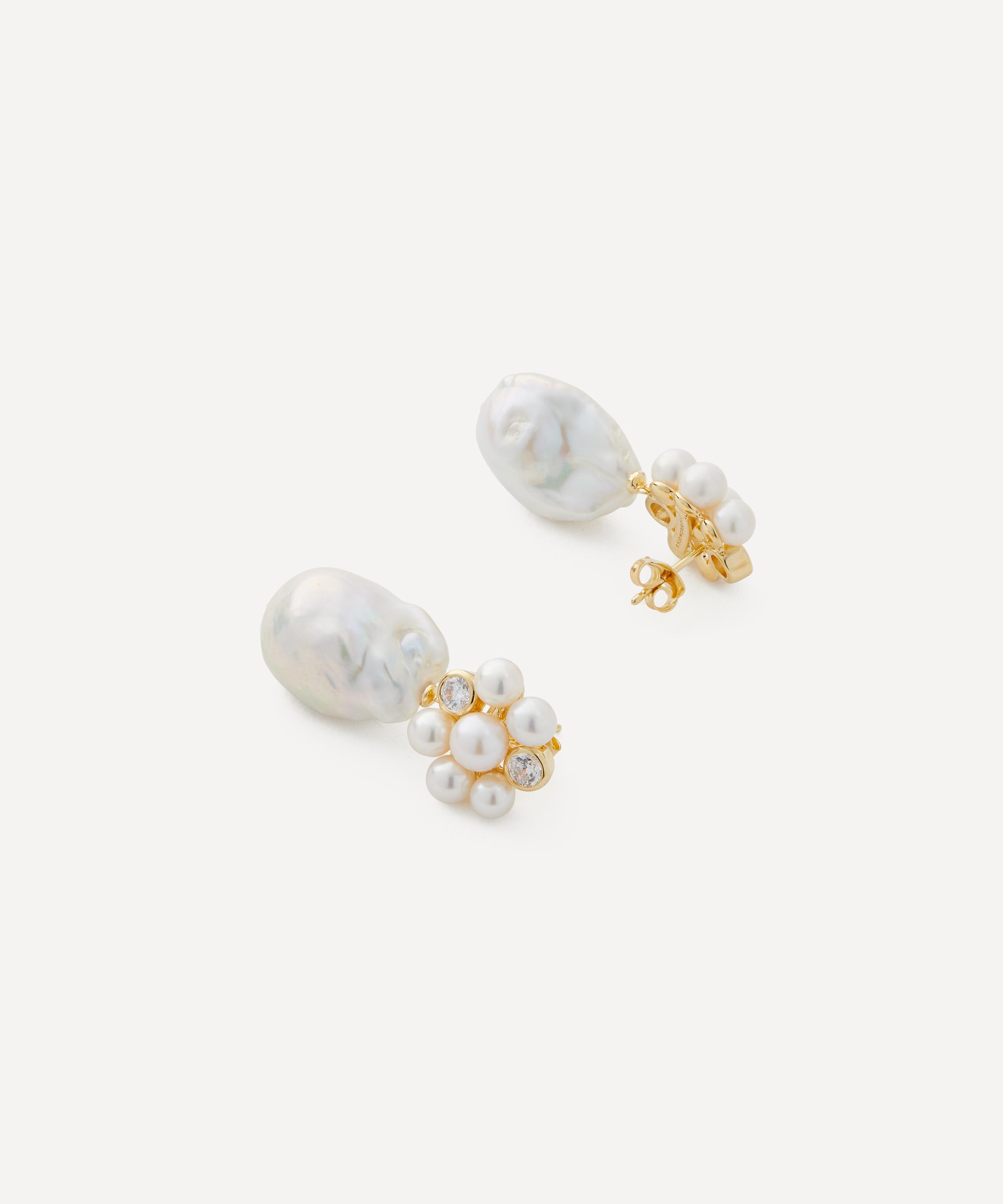 Completedworks - 18ct Gold-Plated Vermeil Silver Lightdrops Pearl Drop Earrings image number 1