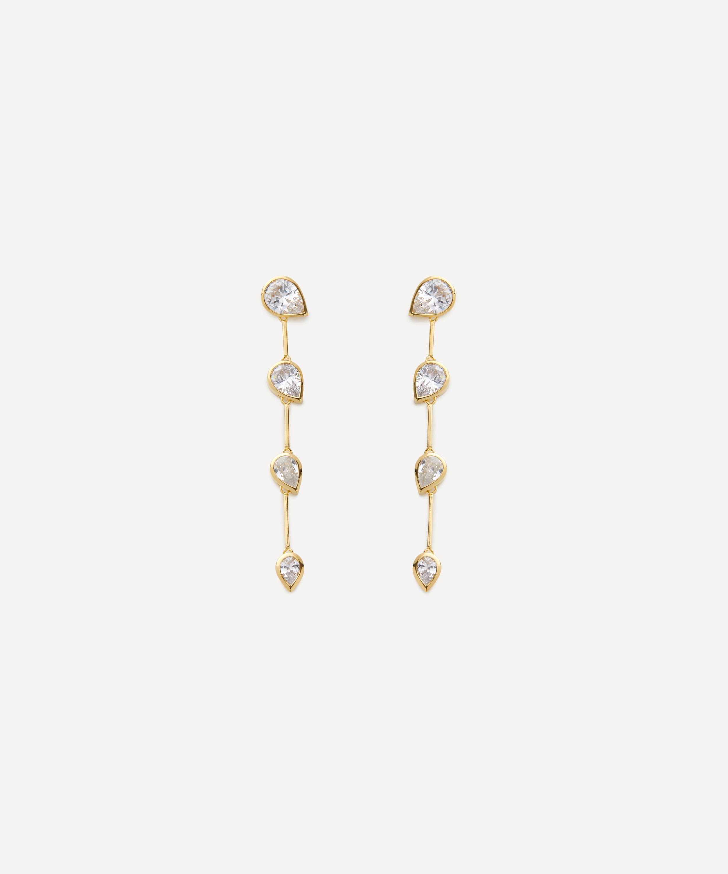 Completedworks - 18ct Gold-Plated Vermeil Silver Cubic Zirconia Drop Earrings image number 0