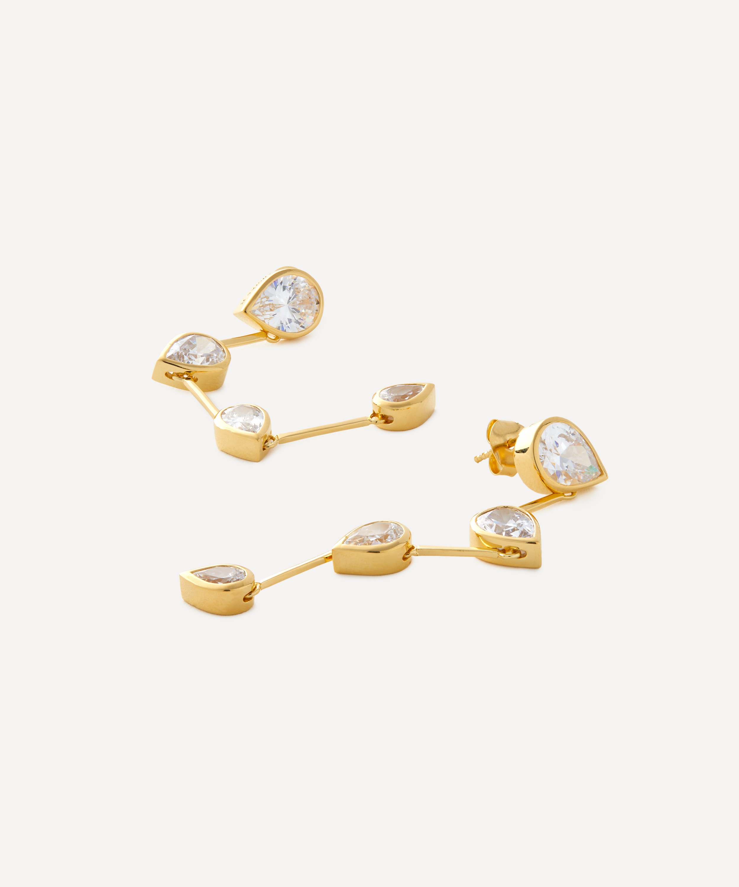 Completedworks - 18ct Gold-Plated Vermeil Silver Cubic Zirconia Drop Earrings image number 1