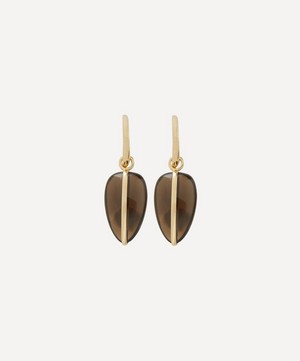 By Pariah - 14ct Gold Smoky Quartz Pebble Drop Earrings image number 0