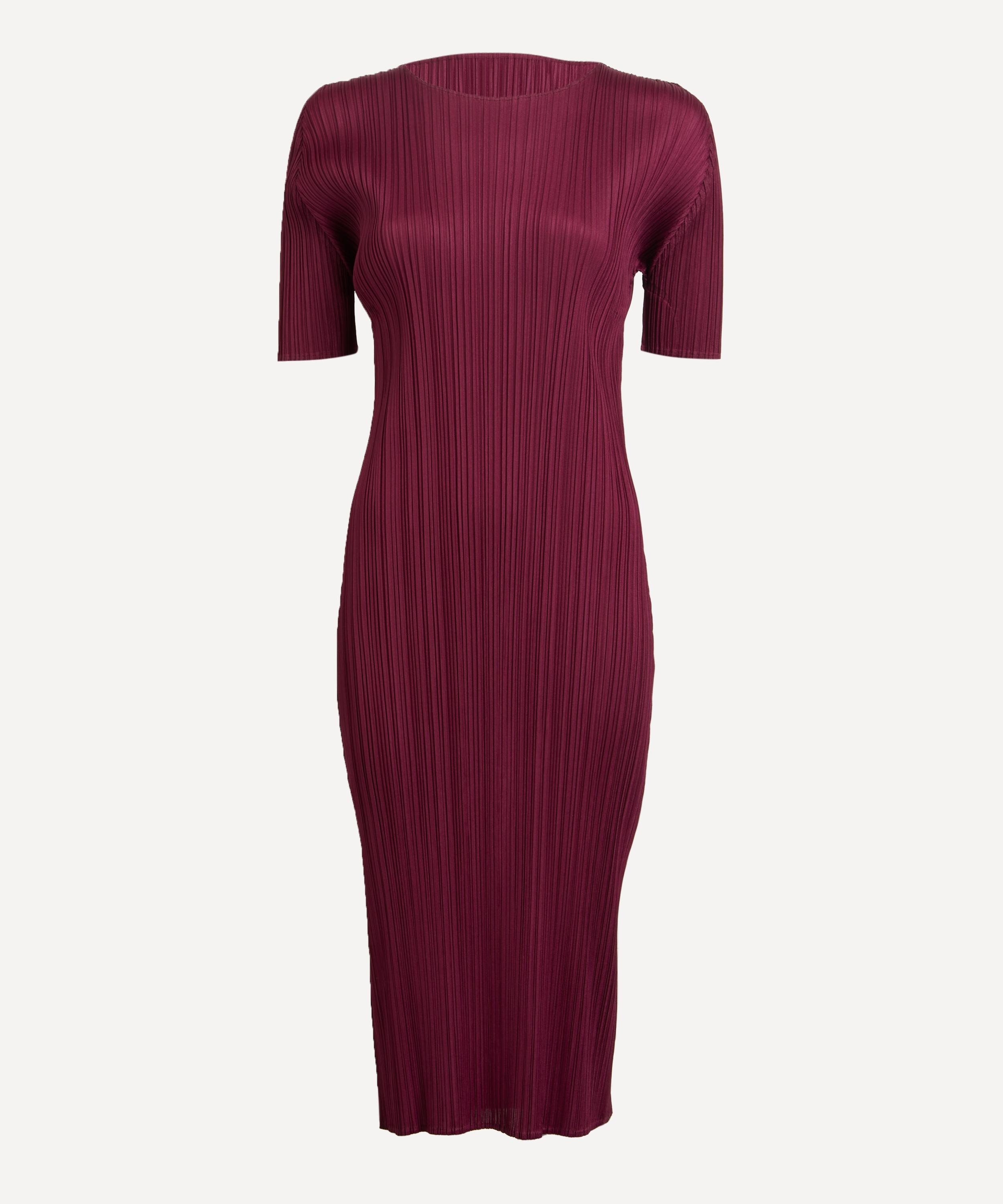 Pleats Please Issey Miyake - MONTHLY COLOURS: MAY Raspberry Pleated Midi Dress 