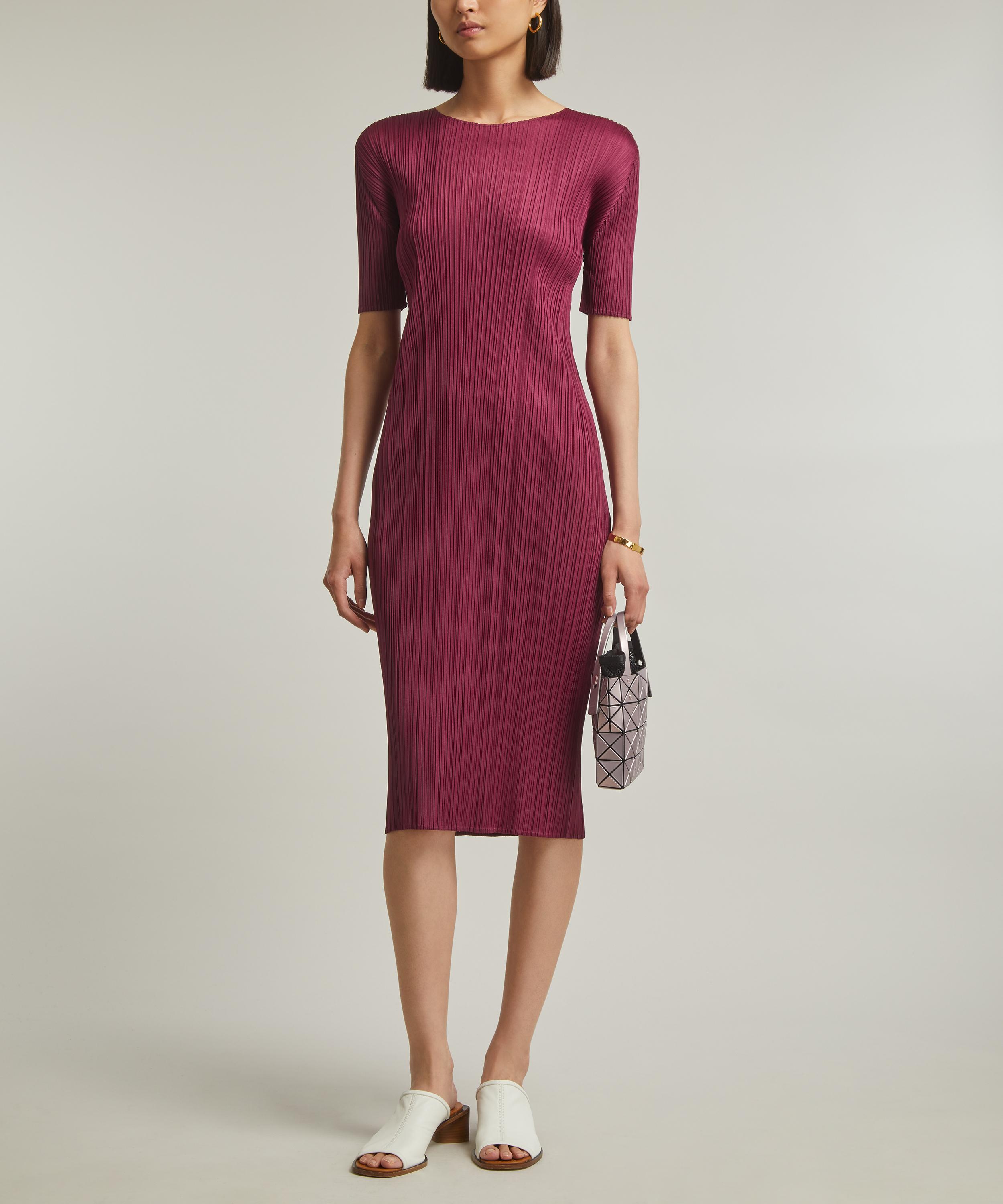 Pleats Please Issey Miyake - MONTHLY COLOURS: MAY Raspberry Pleated Midi Dress  image number 1