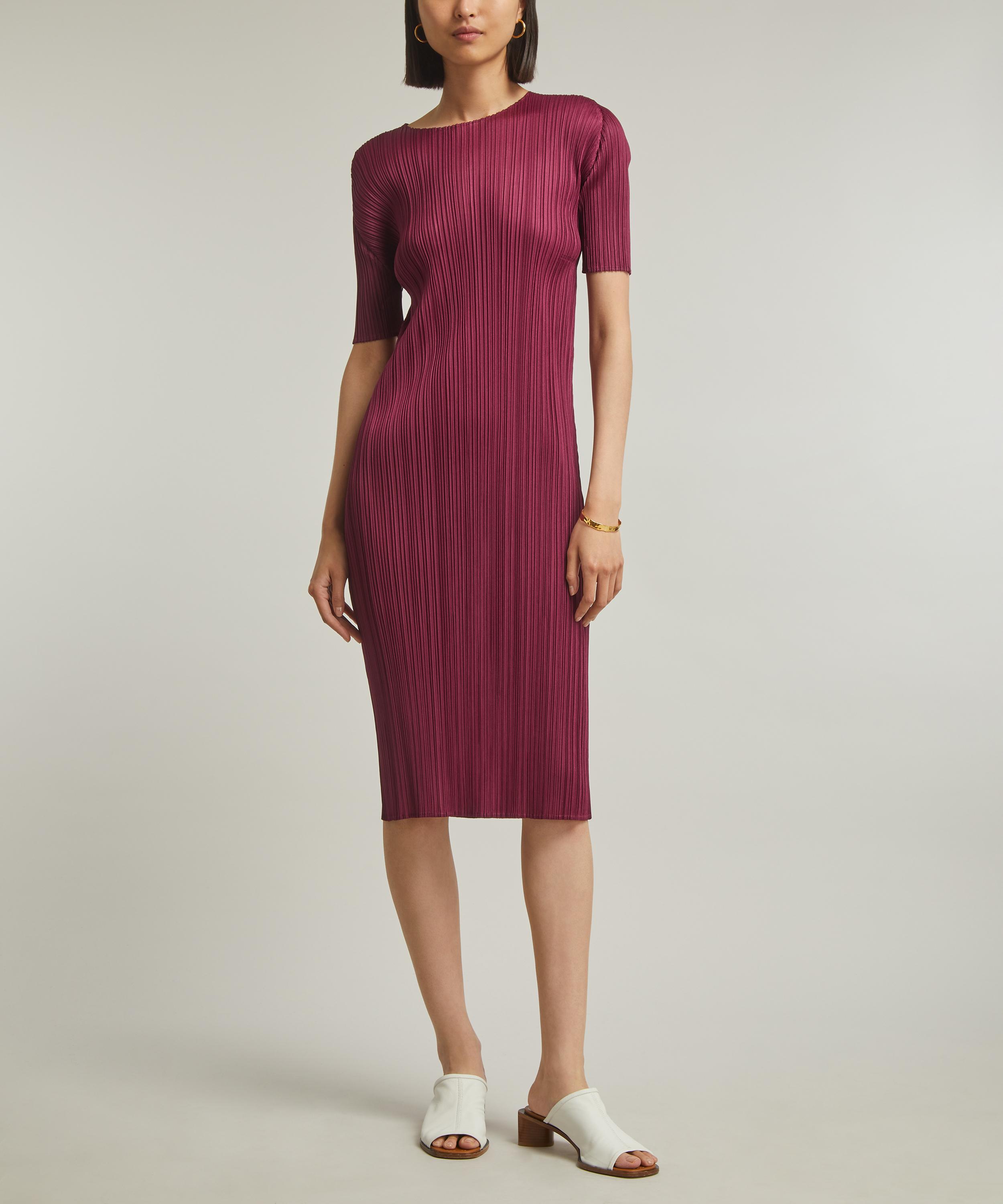 Pleats Please Issey Miyake - MONTHLY COLOURS: MAY Raspberry Pleated Midi Dress  image number 2