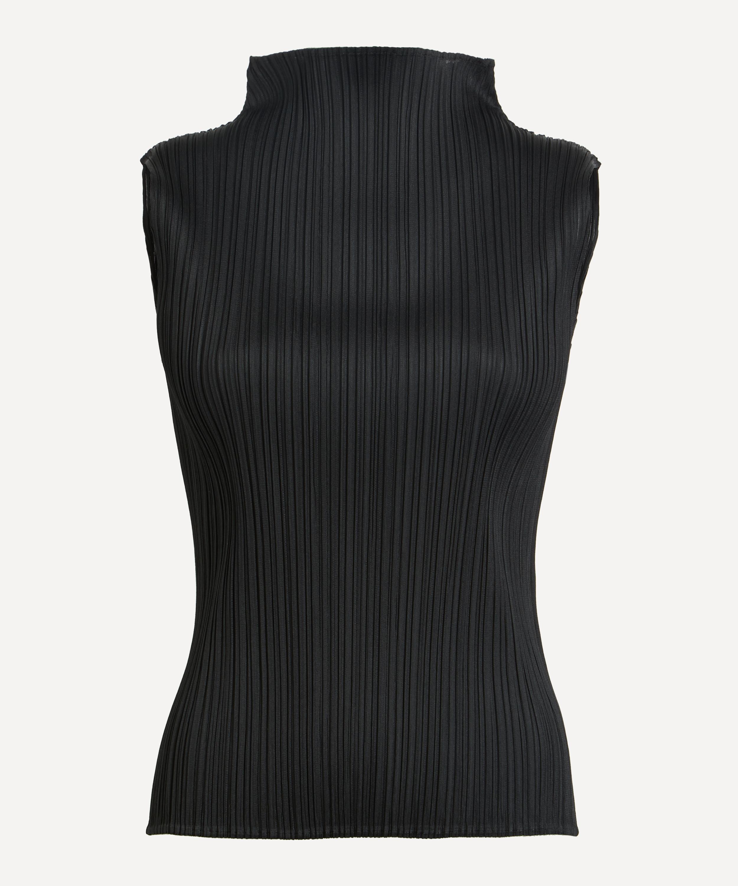 Pleats Please Issey Miyake - BASICS Pleated Sleeveless Mock-Neck Top image number 0