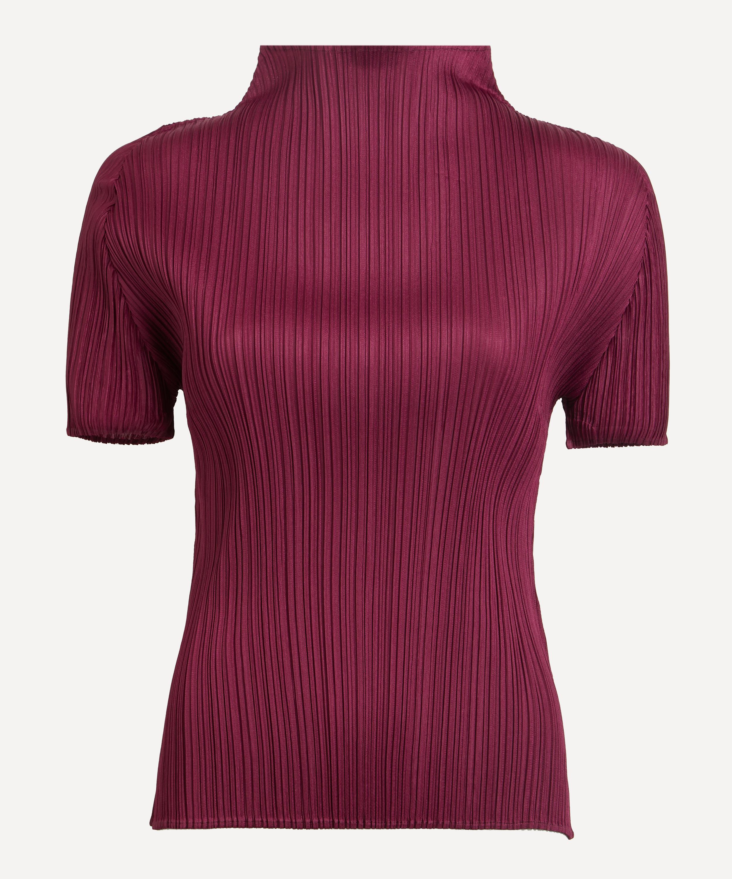 Pleats Please Issey Miyake - MONTHLY COLOURS: MAY Raspberry Pleated Short-Sleeve Top