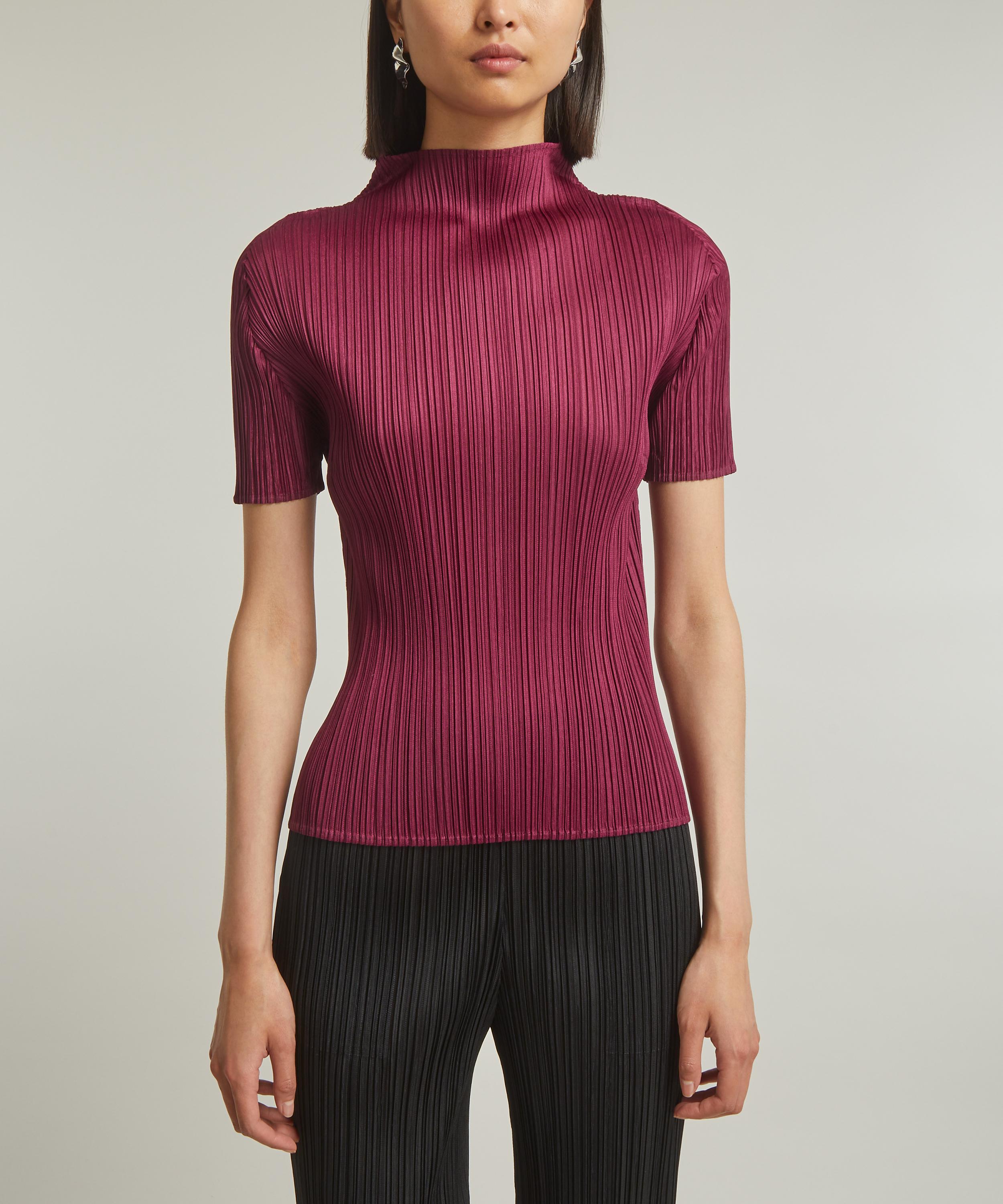 Pleats Please Issey Miyake - MONTHLY COLOURS: MAY Raspberry Pleated Short-Sleeve Top image number 2