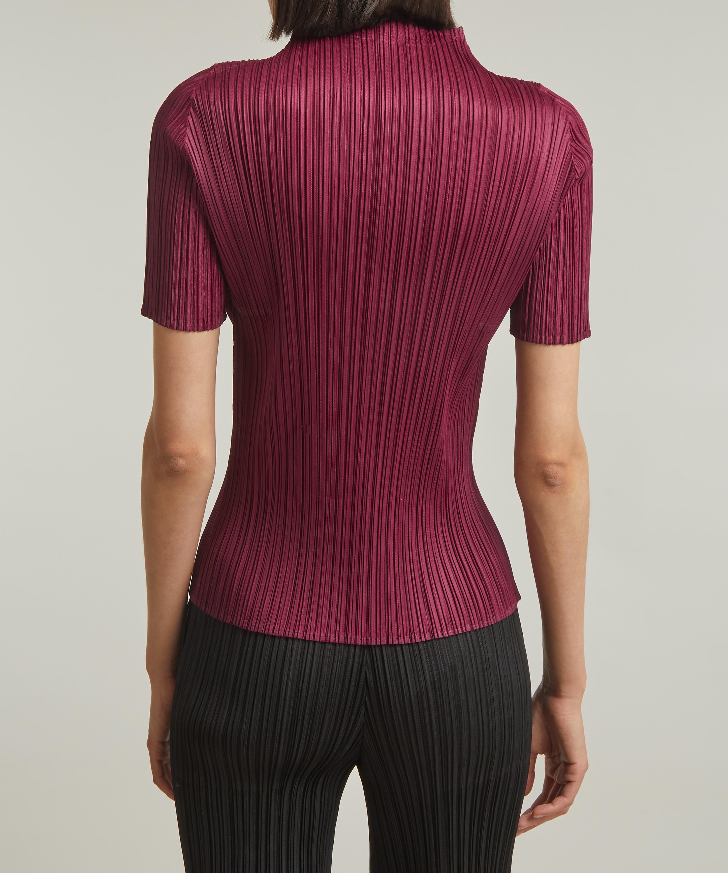 Pleats Please Issey Miyake - MONTHLY COLOURS: MAY Raspberry Pleated Short-Sleeve Top image number 3