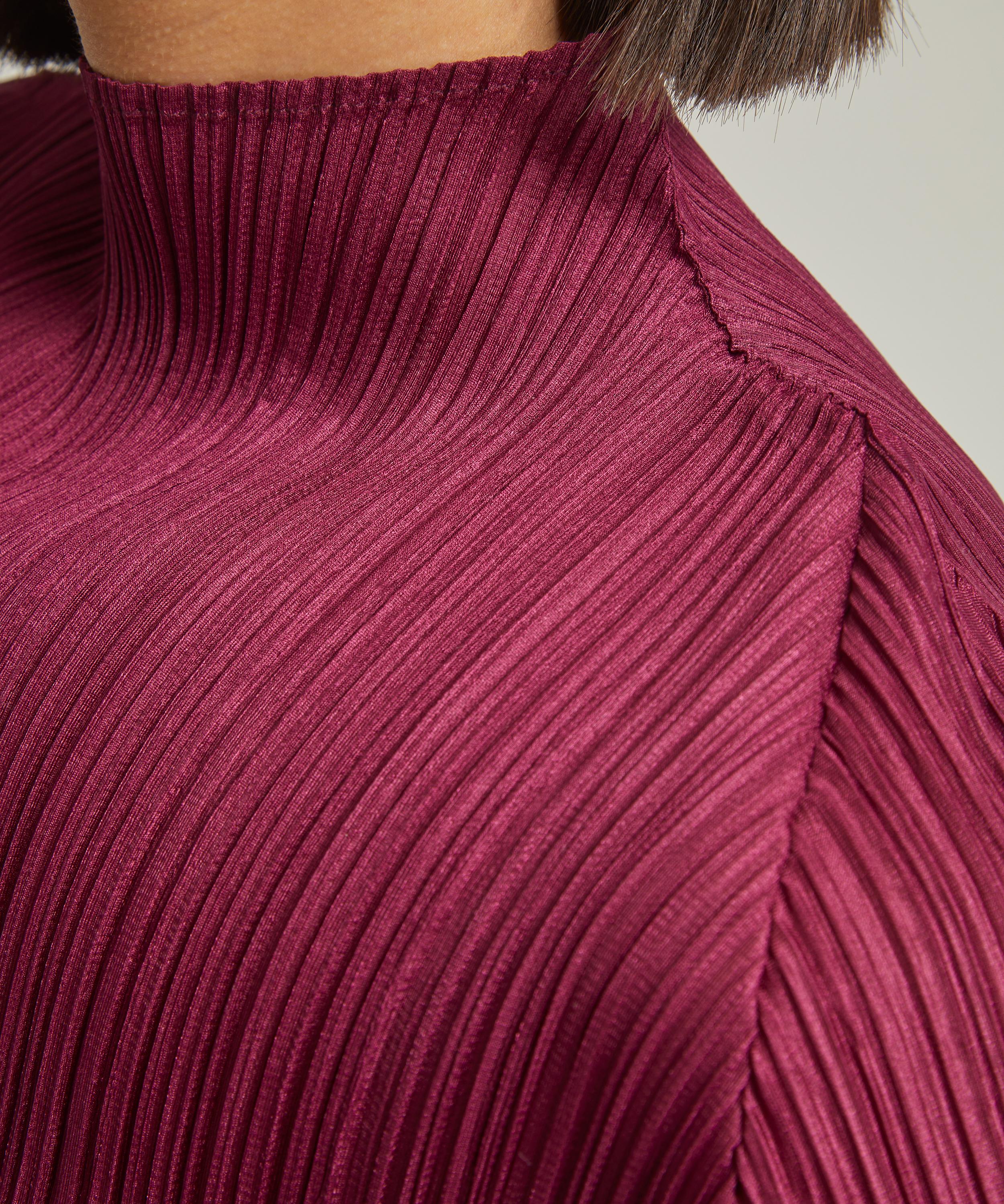 Pleats Please Issey Miyake - MONTHLY COLOURS: MAY Raspberry Pleated Short-Sleeve Top image number 4