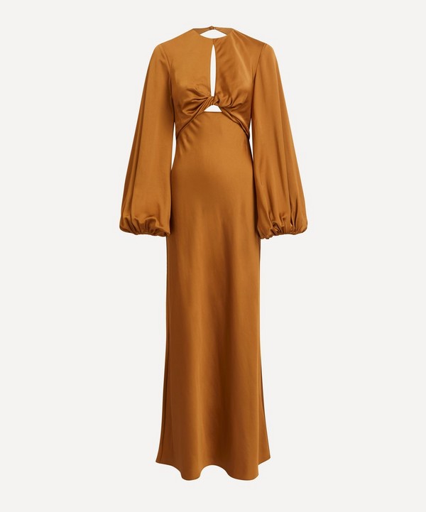 Significant Other - Demi Long-Sleeve Gold Satin Dress