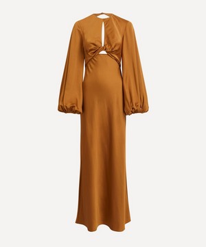 Significant Other - Demi Long-Sleeve Gold Satin Dress image number 0