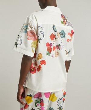 Marni - Flower Print White Poplin Bowling Shirt image number 3