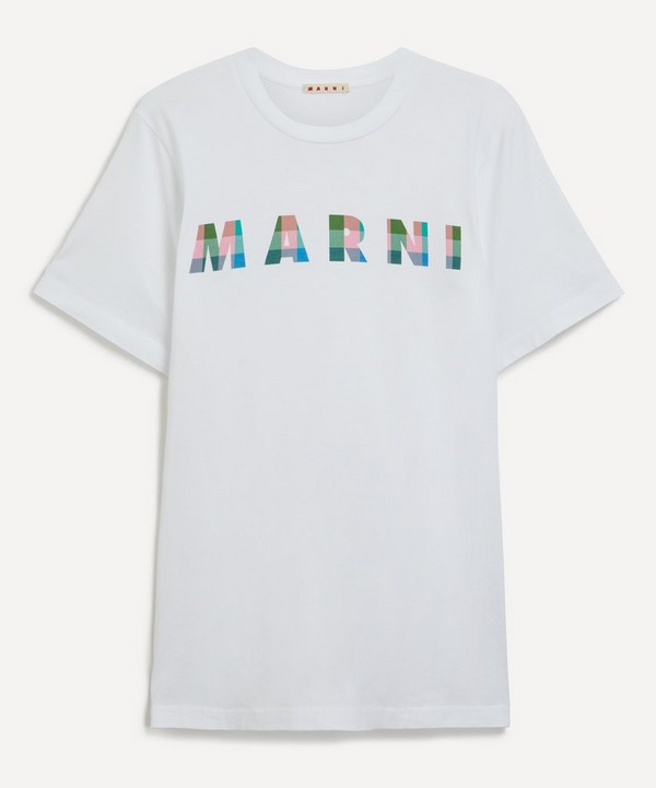Marni - White Cotton Gingham Marni Logo T-Shirt image number null