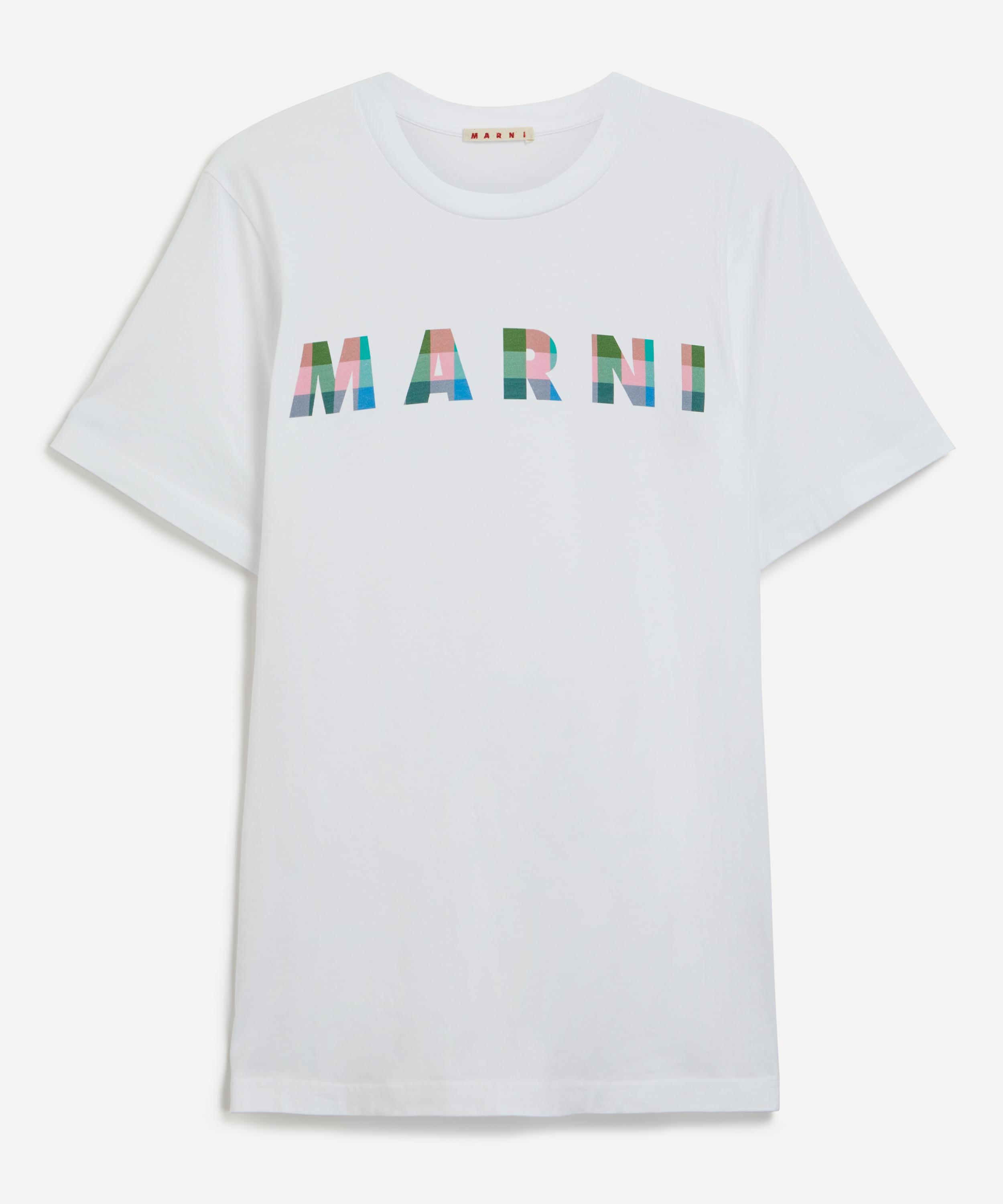 Marni - White Cotton Gingham Marni Logo T-Shirt image number 