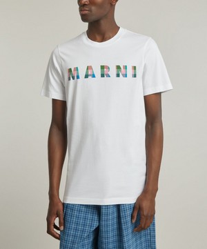 Marni - White Cotton Gingham Marni Logo T-Shirt image number 2