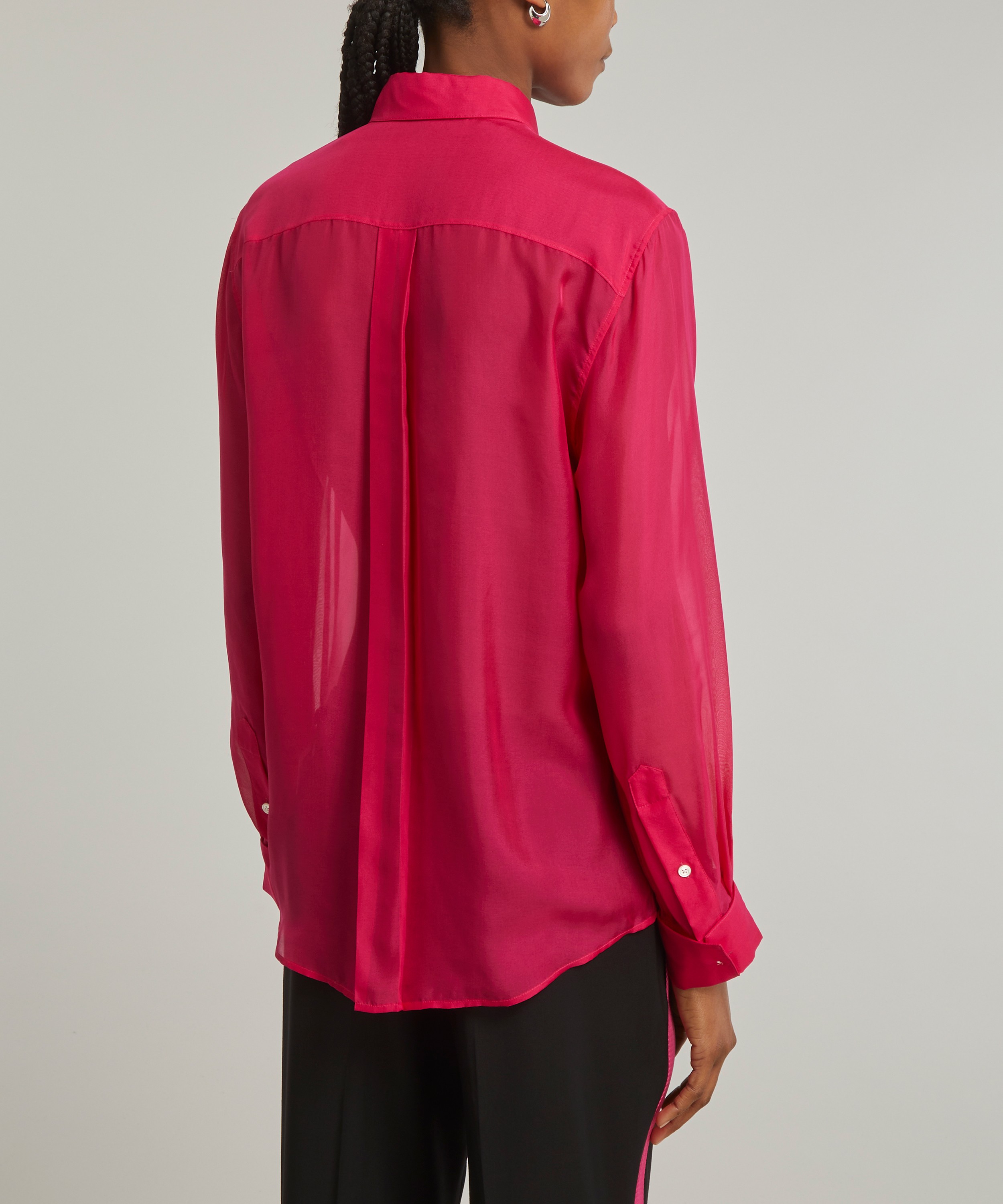 Helmut Lang - Magenta Sheer Silk-Chiffon Shirt image number 3