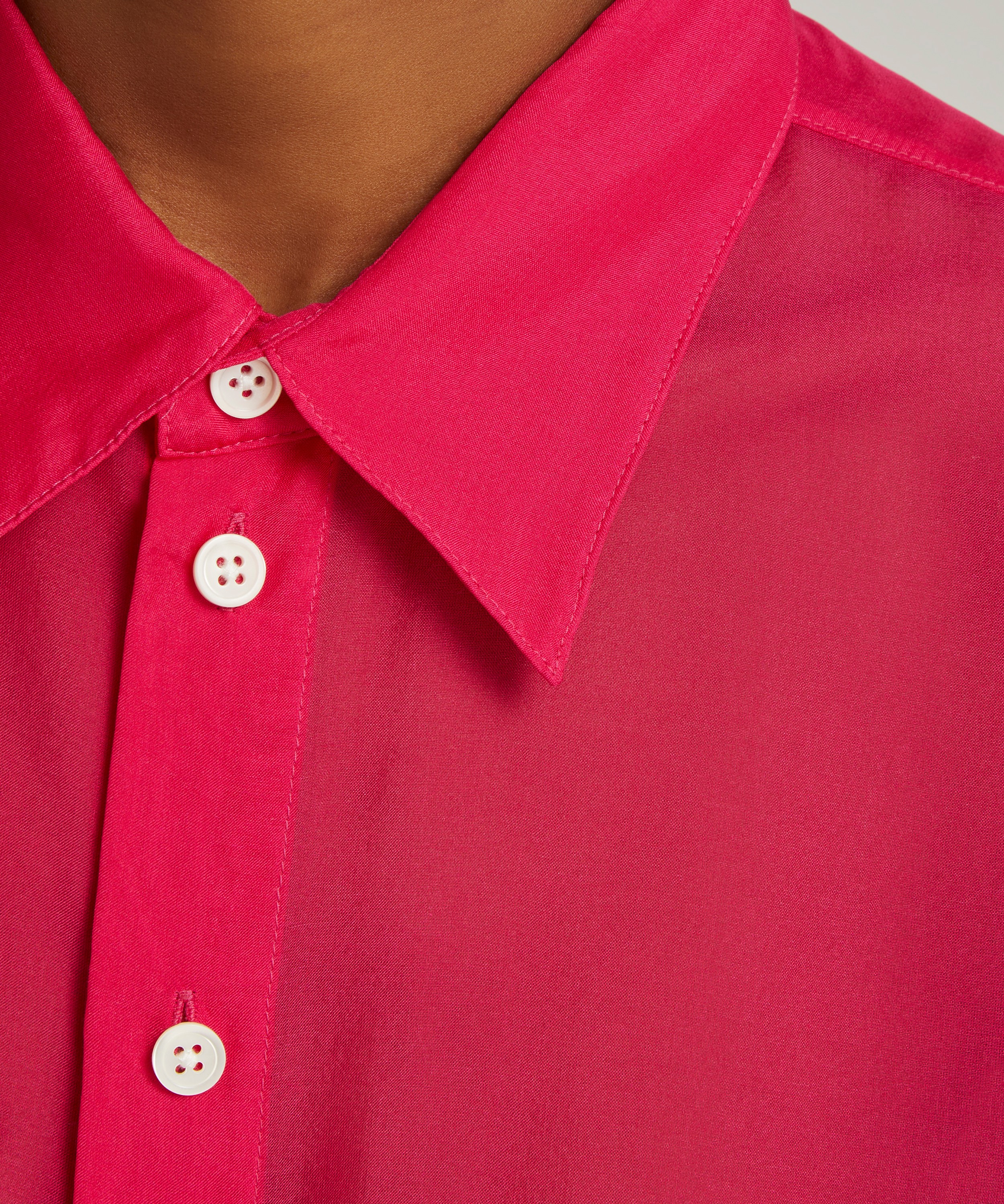 Helmut Lang - Magenta Sheer Silk-Chiffon Shirt image number 4