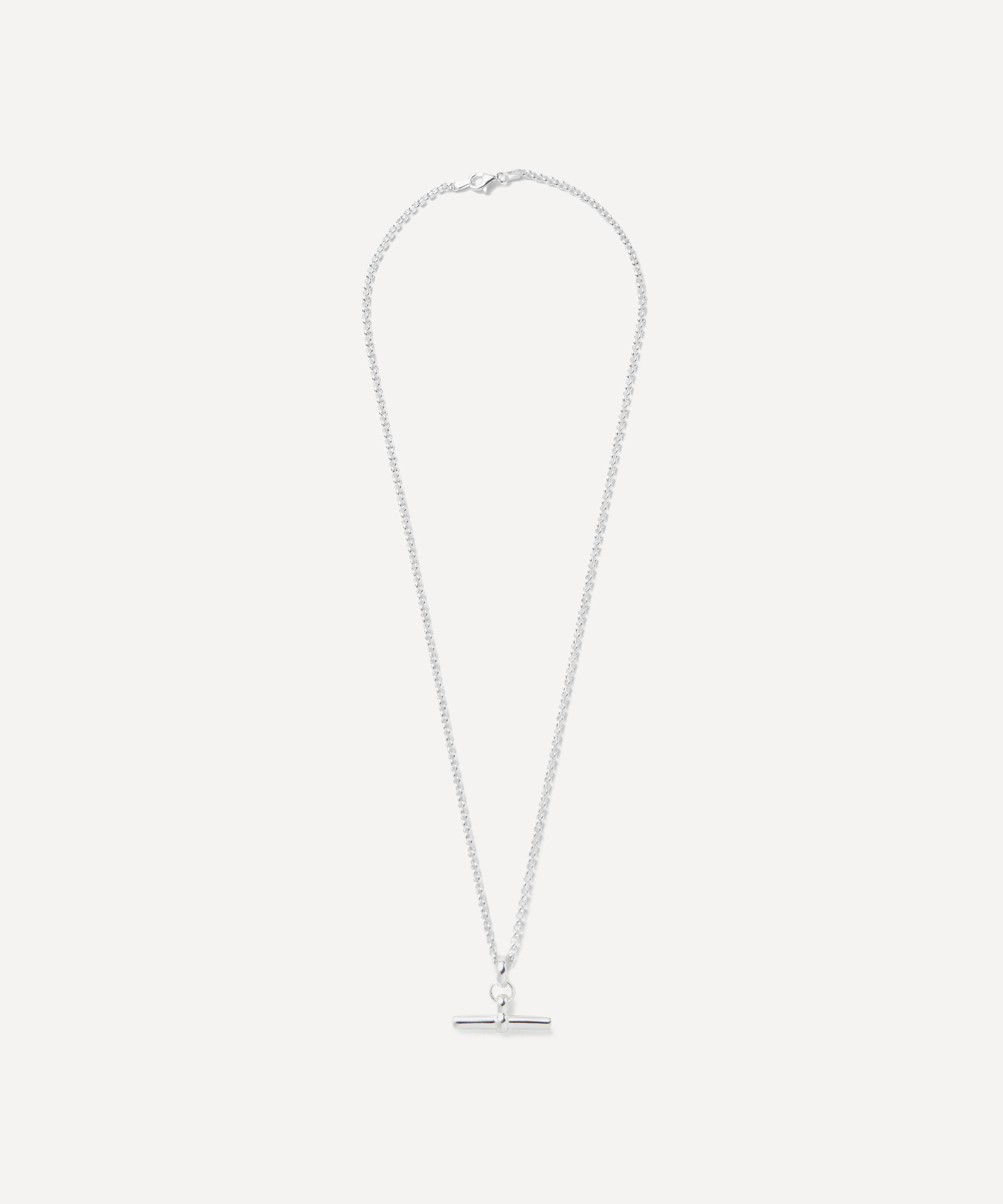 Tilly Sveaas - Sterling Silver T-bar On Fine Curb Chain Necklace image number 1