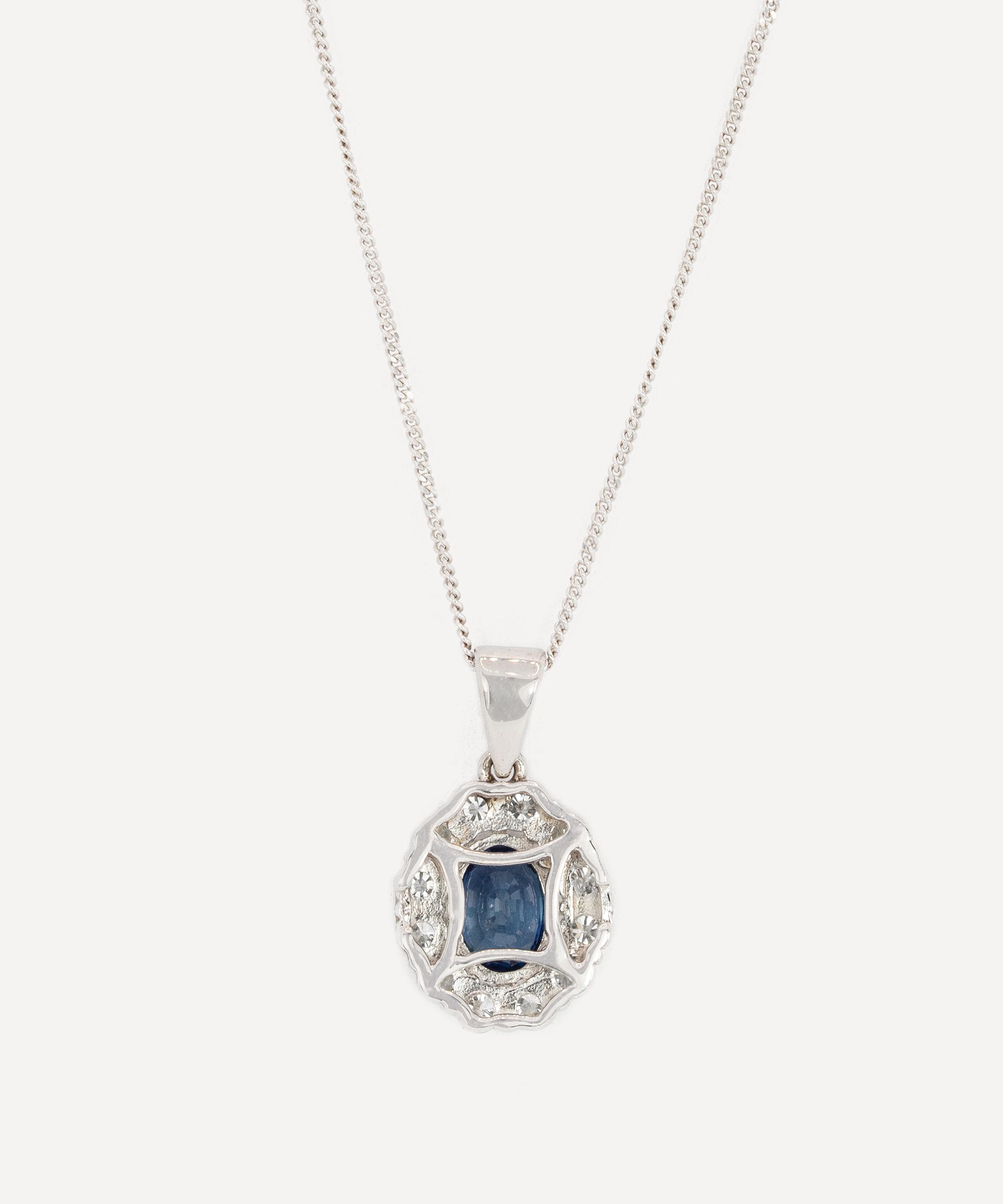 Kojis - 14ct White Gold Sapphire and Diamond Cluster Pendant Necklace image number 2