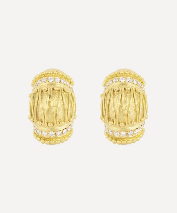 Kojis - 18ct Gold Vintage Diamond Half Hoop Earrings image number null
