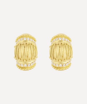 Kojis - 18ct Gold Vintage Diamond Half Hoop Earrings image number 0