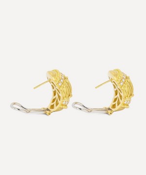 Kojis - 18ct Gold Vintage Diamond Half Hoop Earrings image number 2