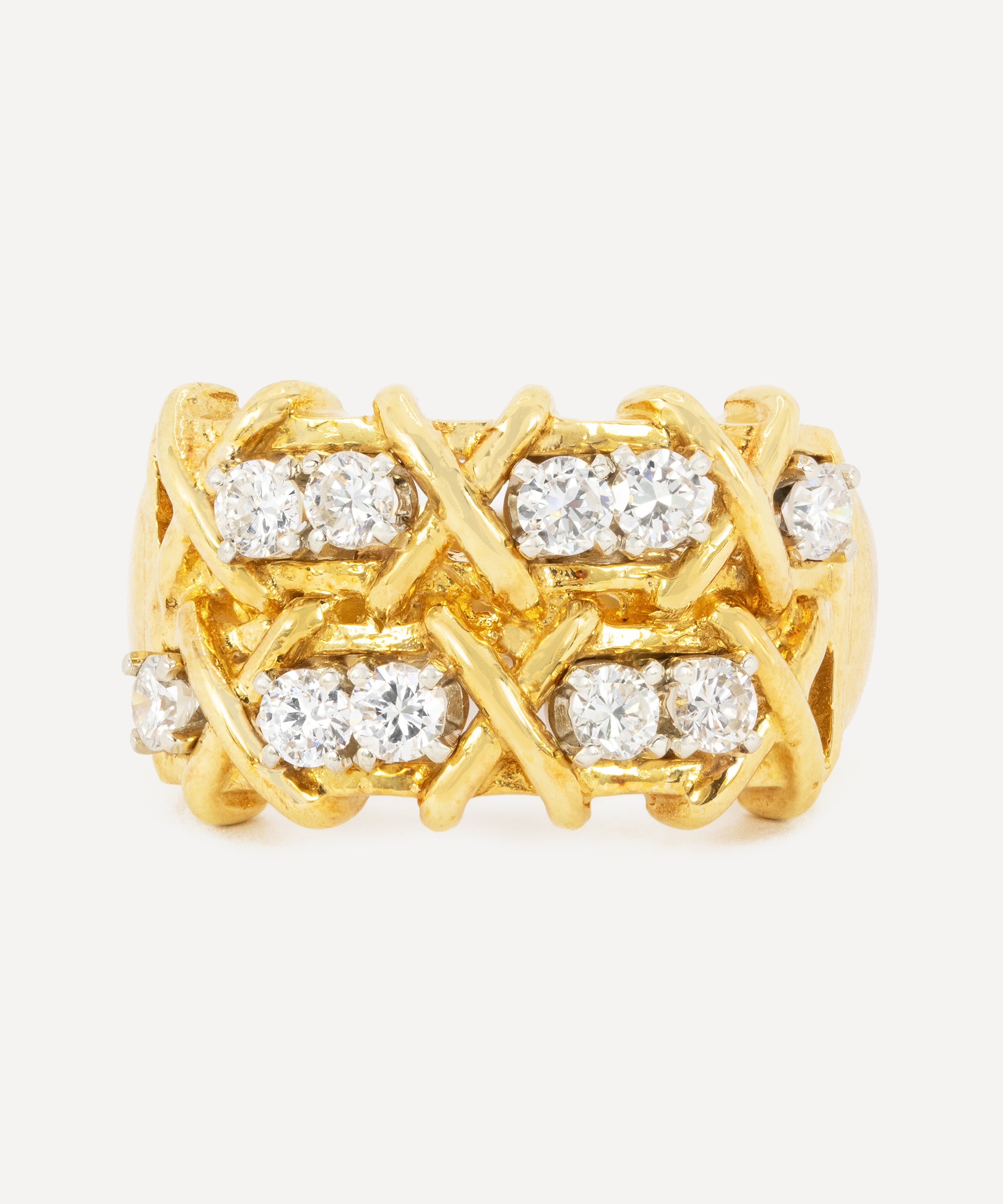 Kojis - 18ct Gold Vintage Diamond Wide Band Ring