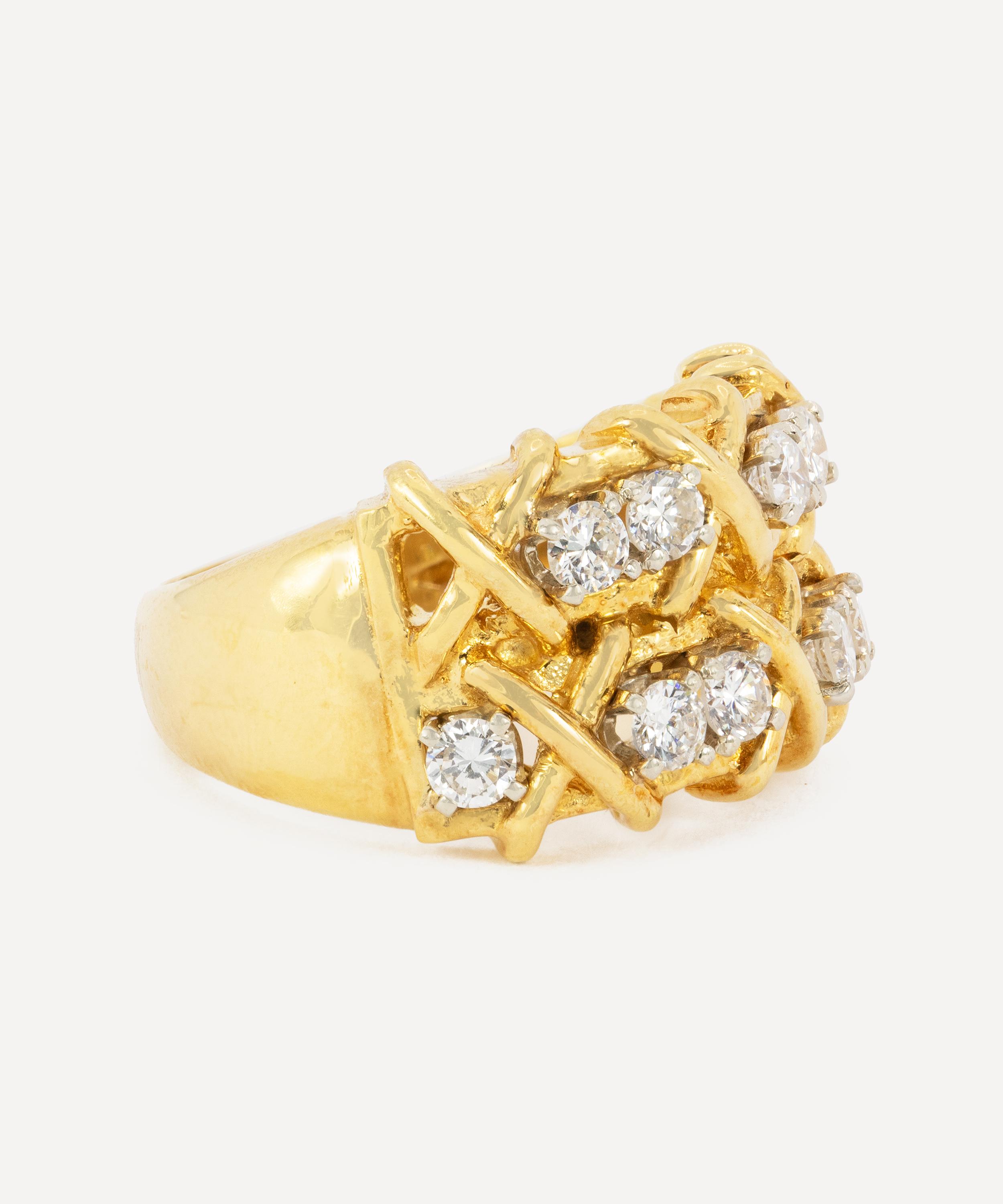 Kojis - 18ct Gold Vintage Diamond Wide Band Ring image number 1