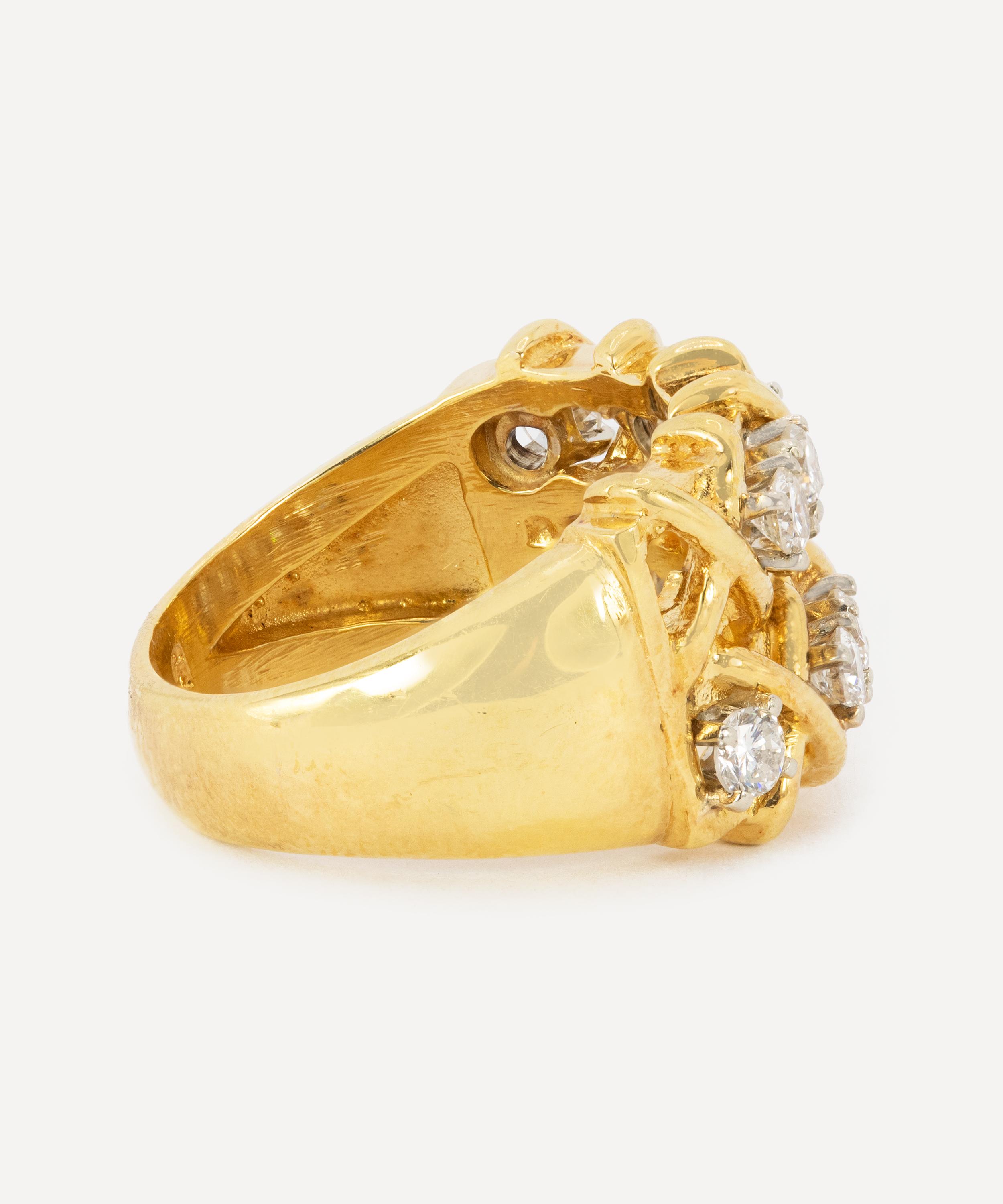 Kojis - 18ct Gold Vintage Diamond Wide Band Ring image number 2