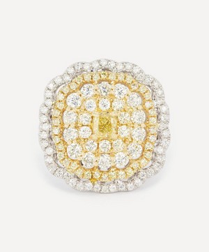 Kojis - 14ct Gold Yellow and White Diamond Cluster Ring image number 0
