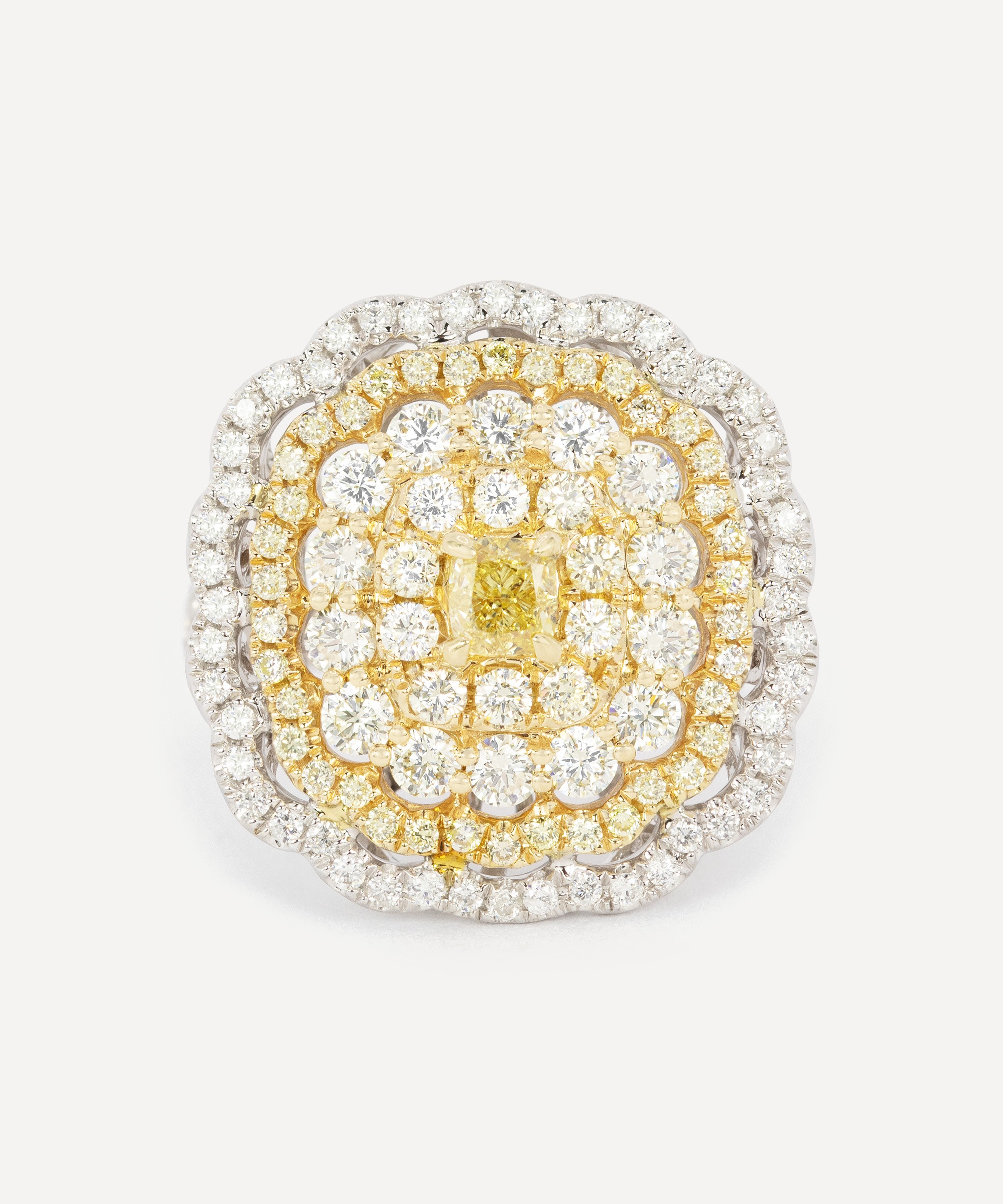 Kojis - 14ct Gold Yellow and White Diamond Cluster Ring image number 0