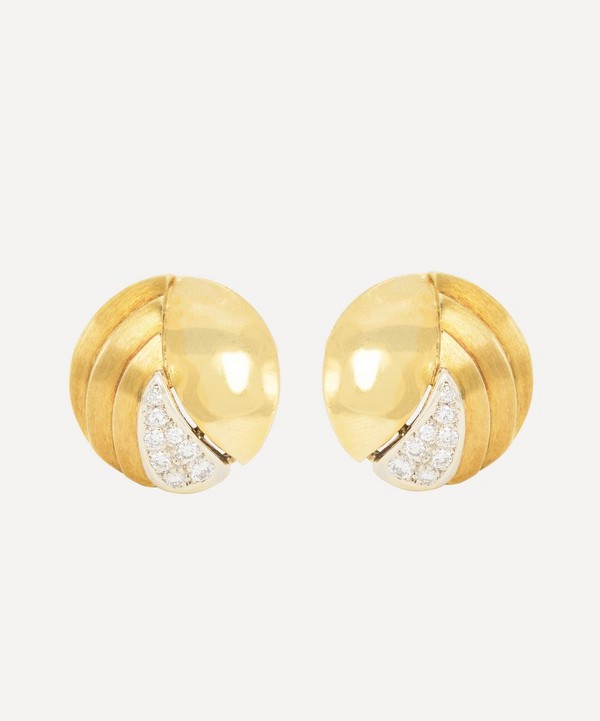 Kojis - 18ct Gold Vintage Diamond Disc Stud Earrings
